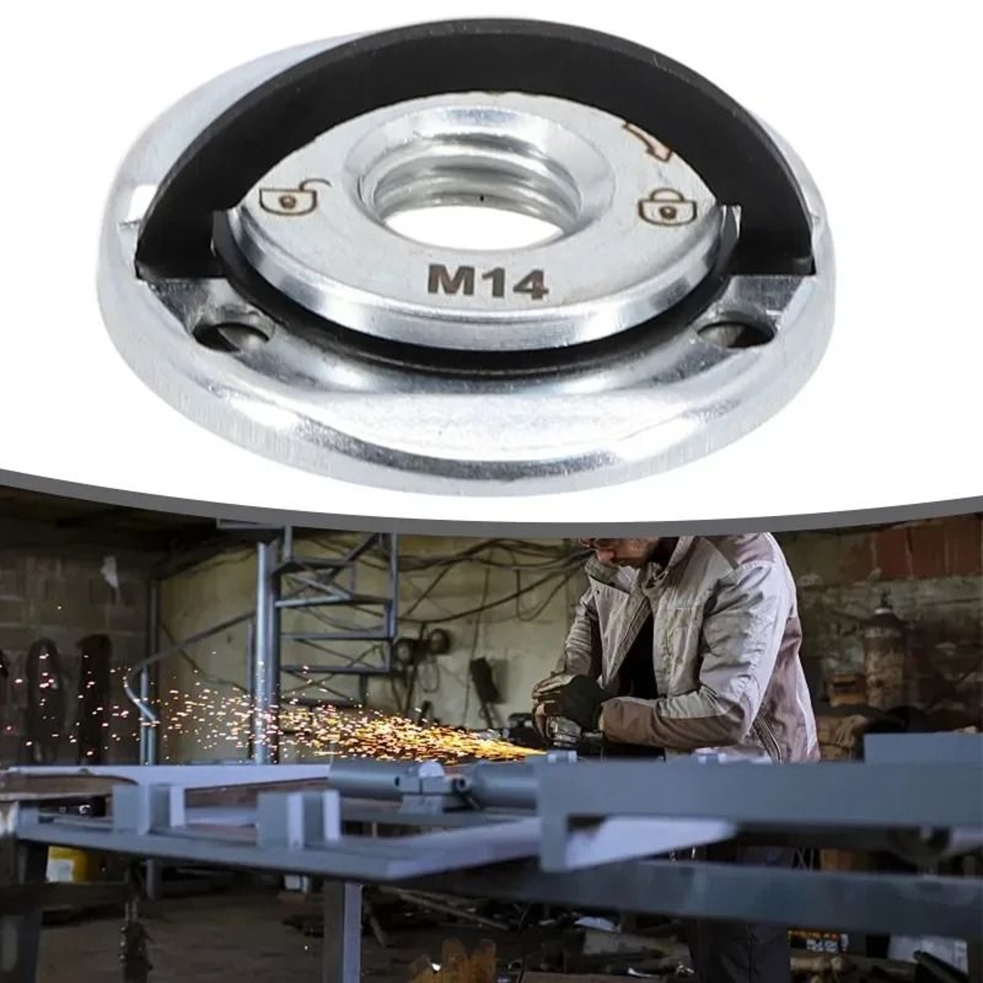 Self Locking Angle Grinder Accessory Plate For M14 Grinders 3