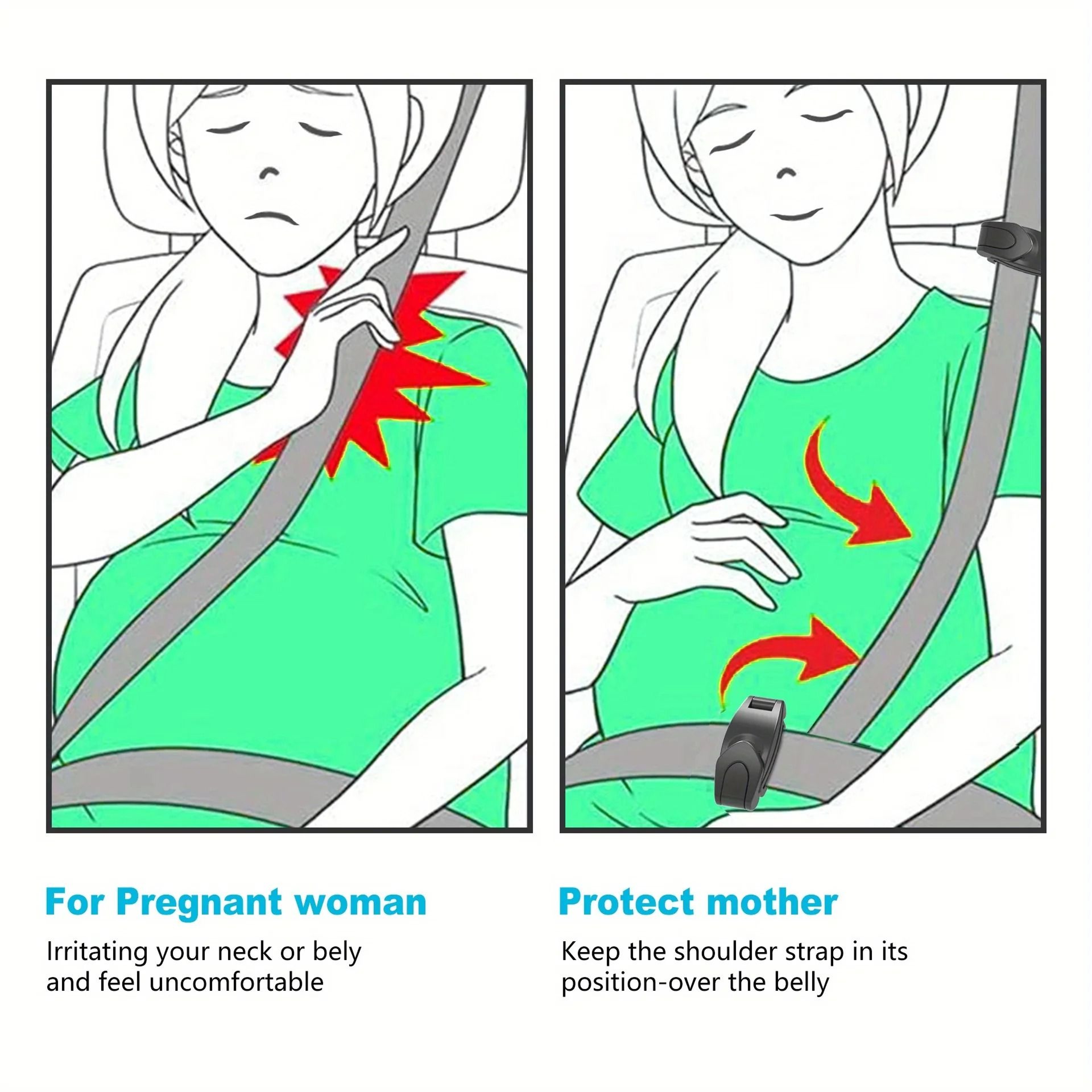 Car Seat Belt Adjuster Clips For Shoulder And Neck Comfort 3
