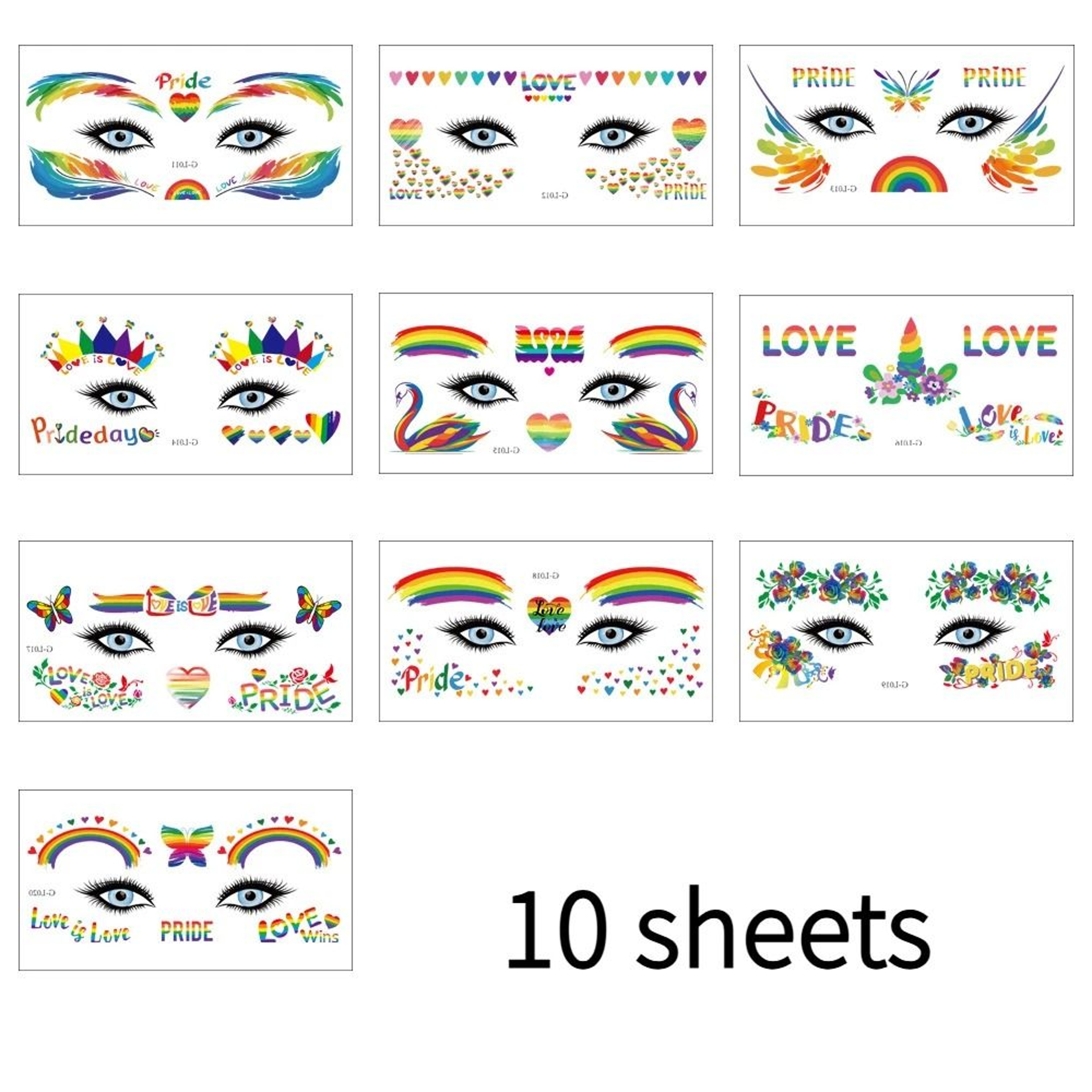 Rainbow Design Temporary Face Stickers For Parties And Festivals 5