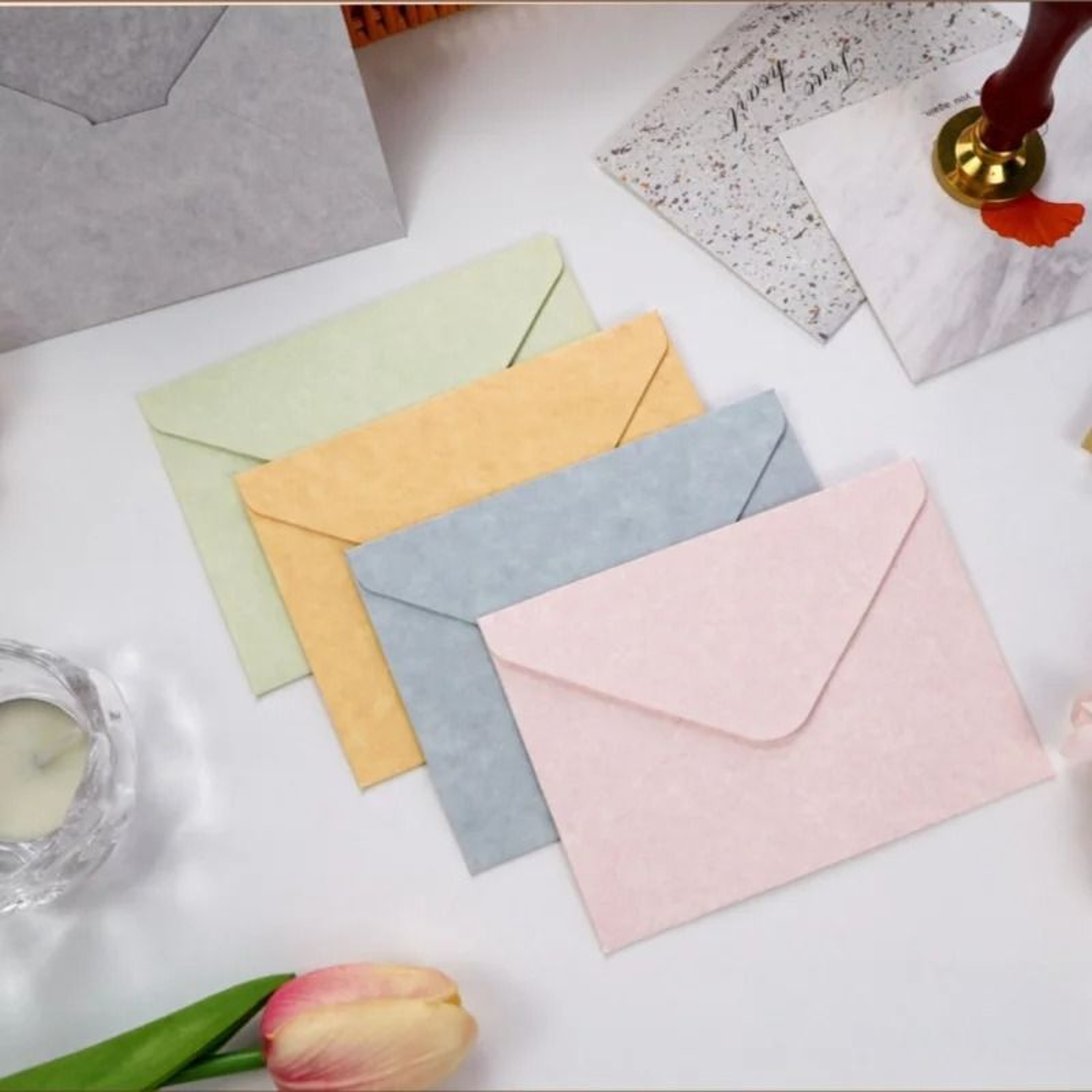 Sheepskin Textured Romantic Envelope Set For Invitations And Letters 1