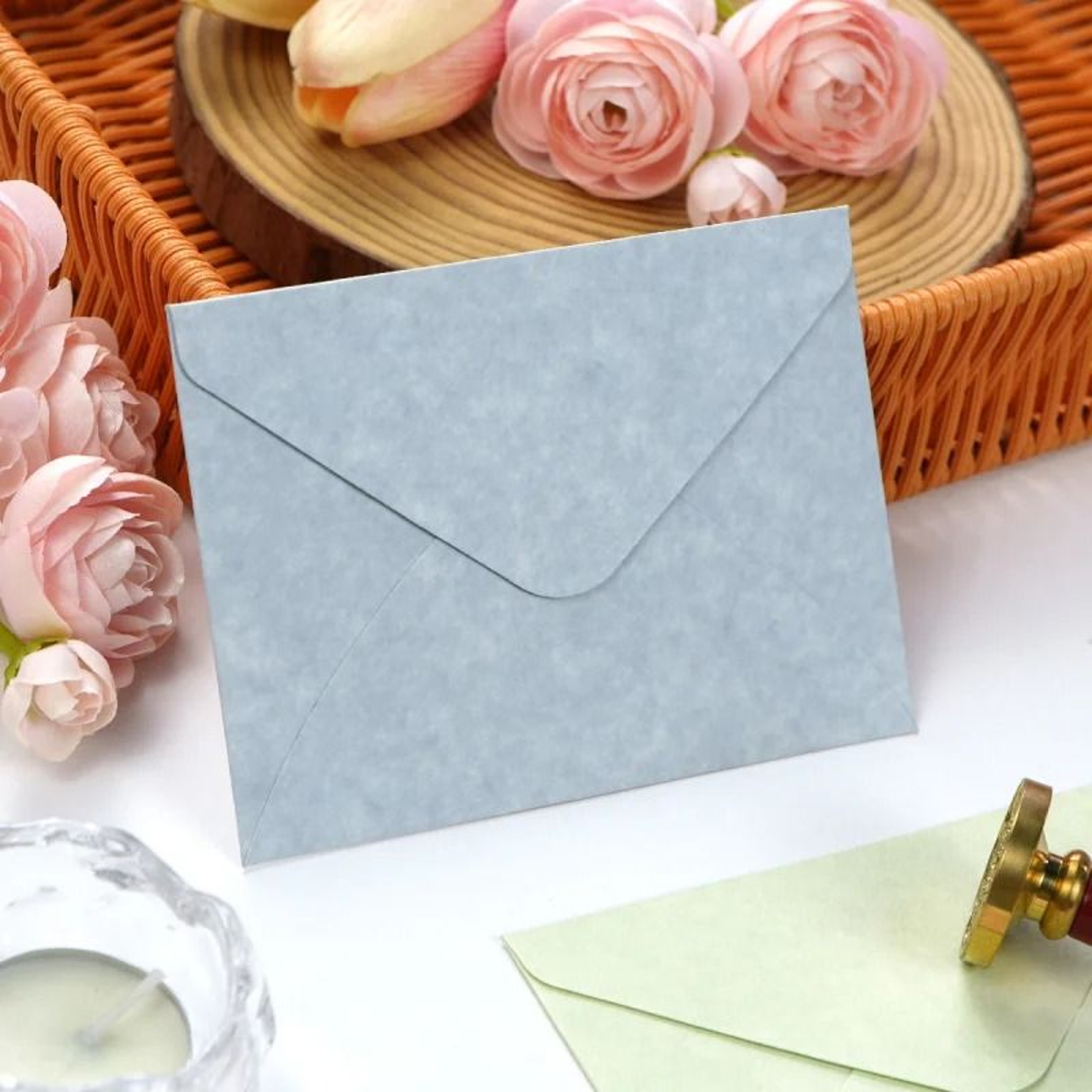 Sheepskin Textured Romantic Envelope Set For Invitations And Letters 5