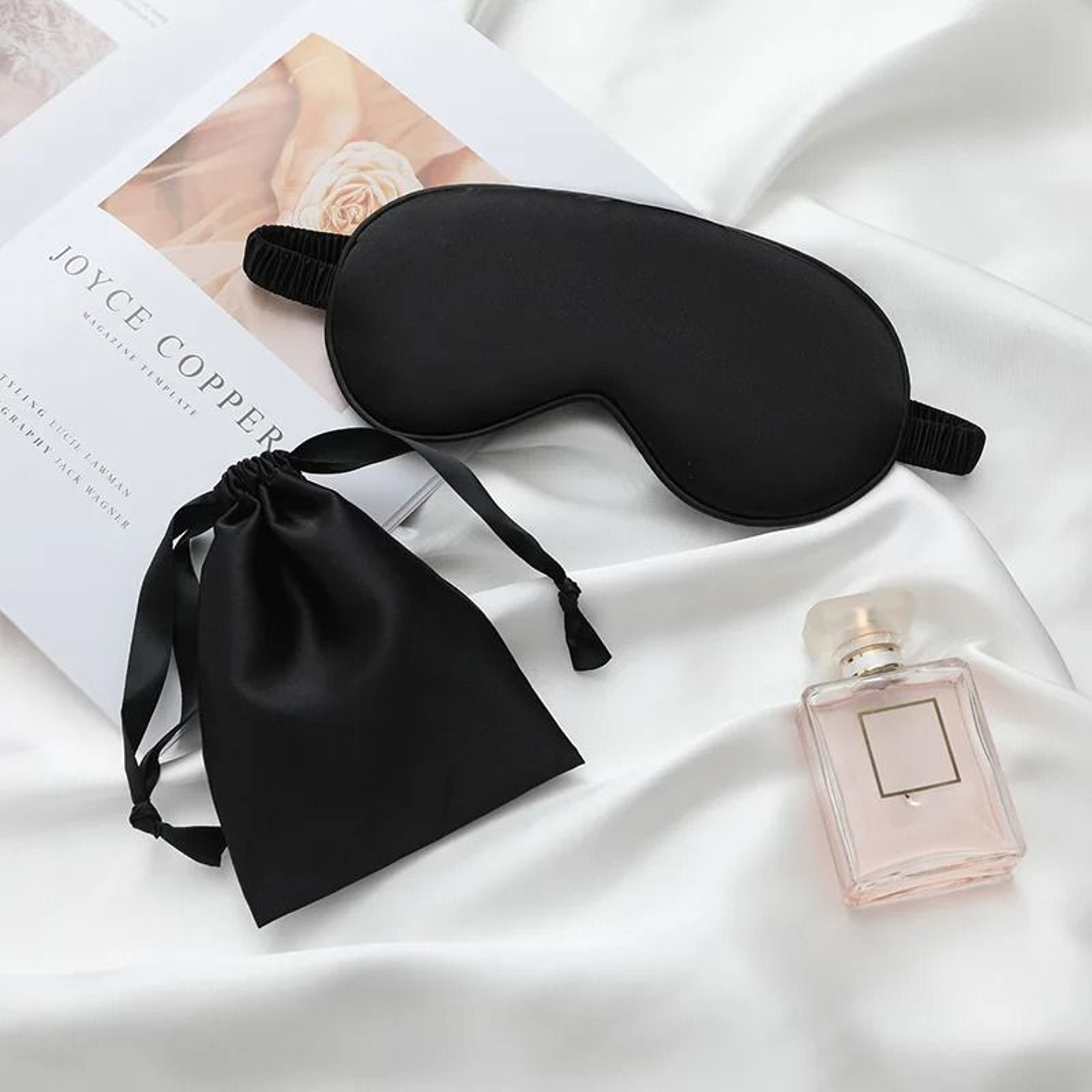Silk Feel Sleep Set With Eye Mask Scrunchies And Cloth Bag 3