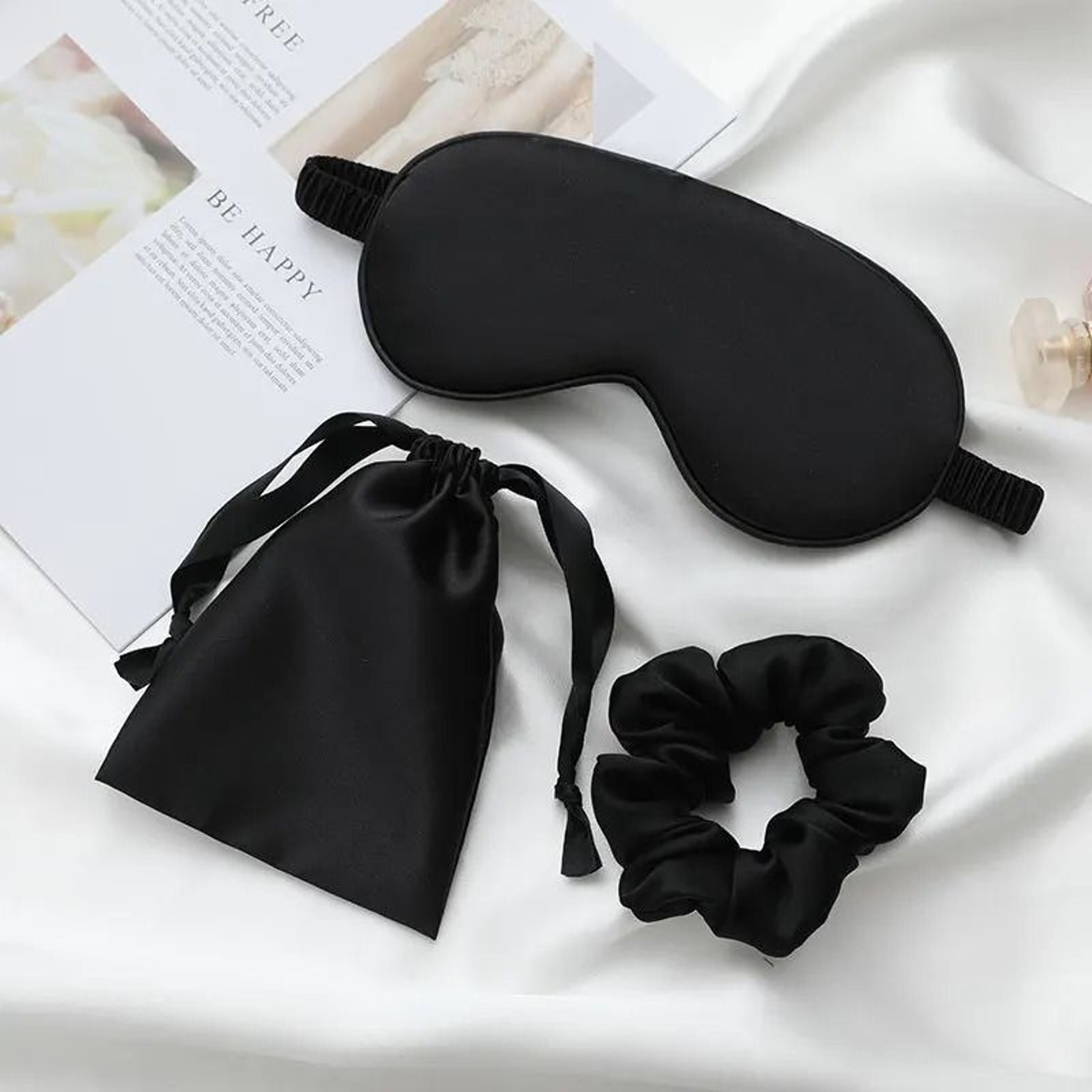 Silk Feel Sleep Set With Eye Mask Scrunchies And Cloth Bag 4