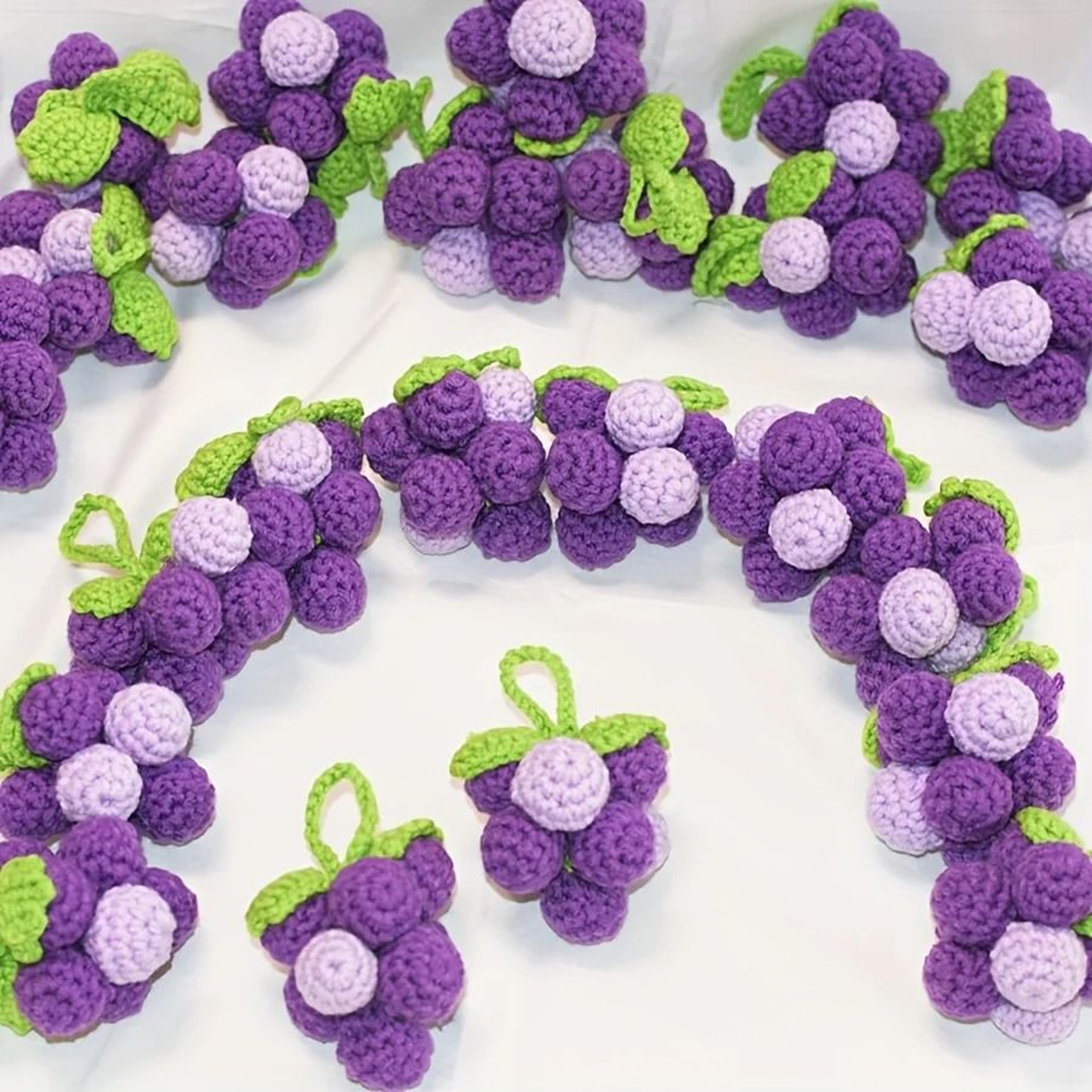Handmade Crochet Grape Keychain Decorations Set 2
