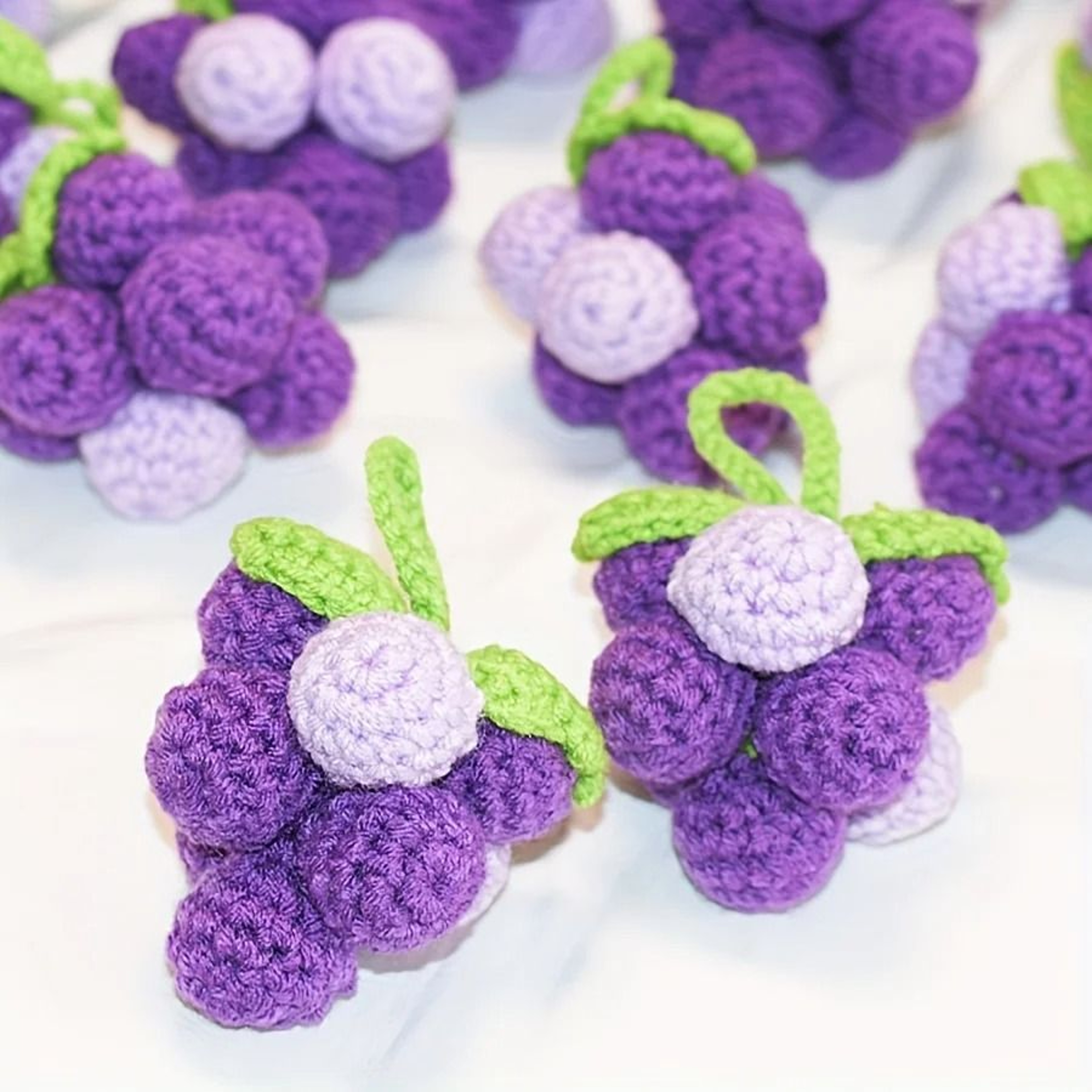 Handmade Crochet Grape Keychain Decorations Set 3