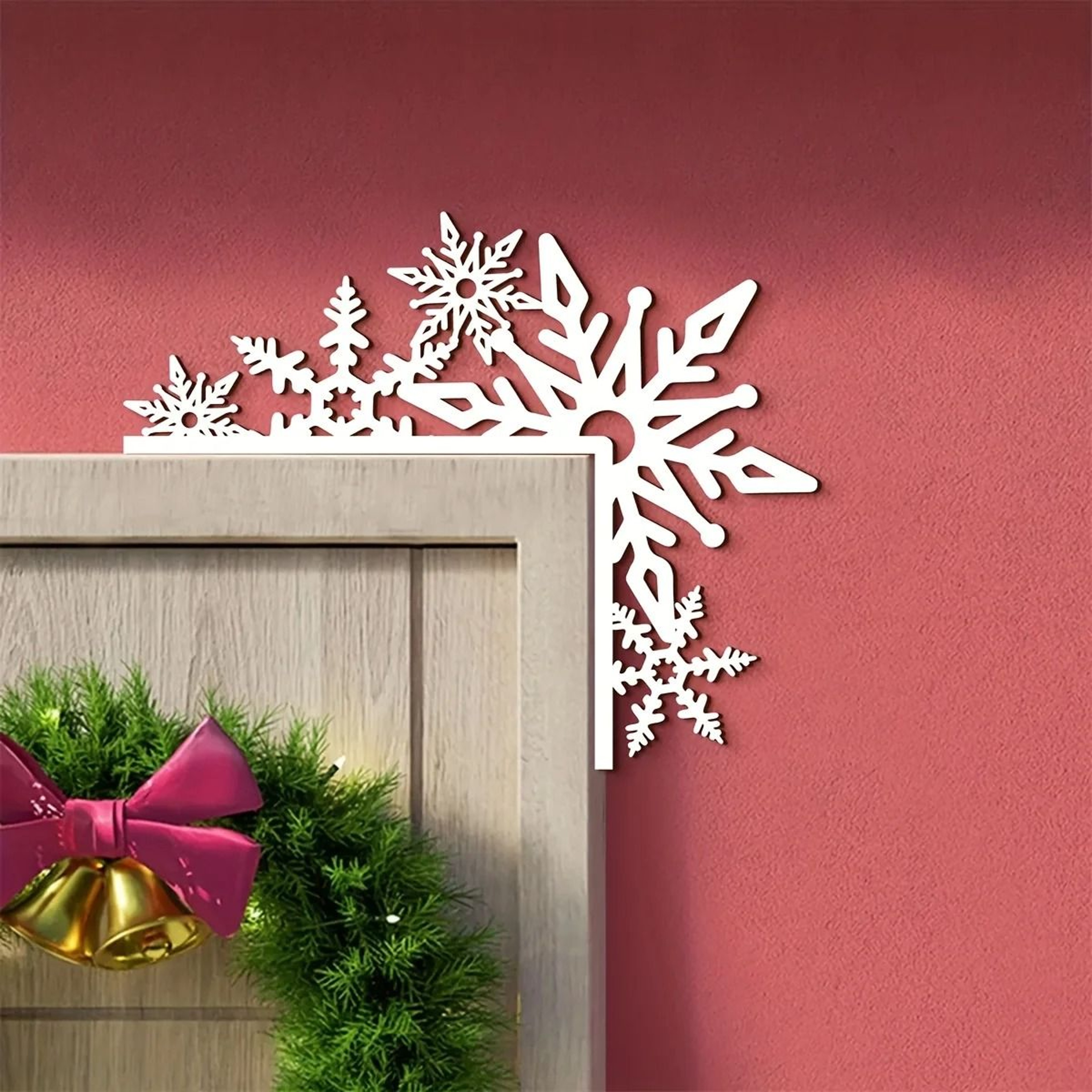 Metal Snowflake Door Corner Decoration For Indoor Entryway 0