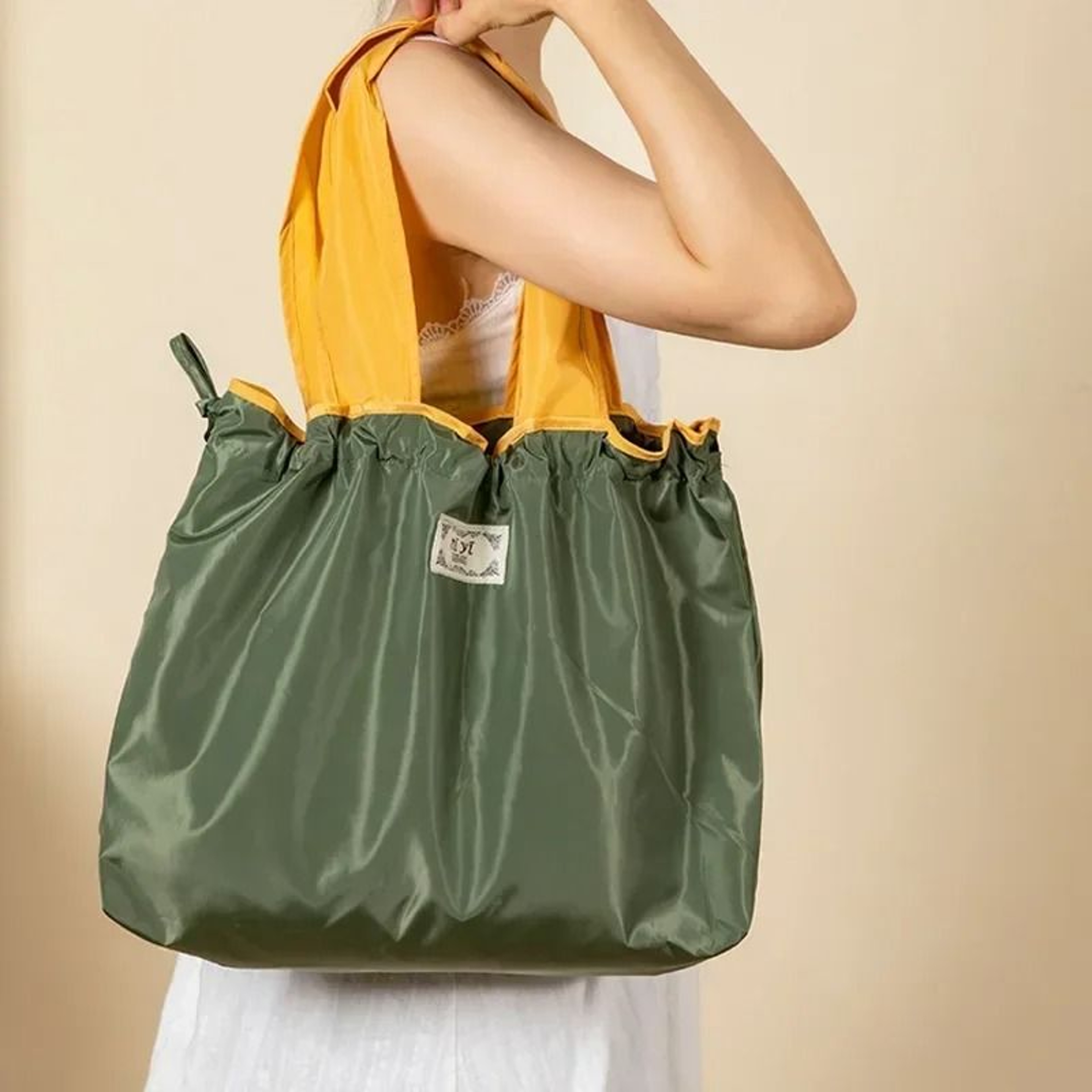 Sustainable Ultra Large Drawstring Shopping Tote 3