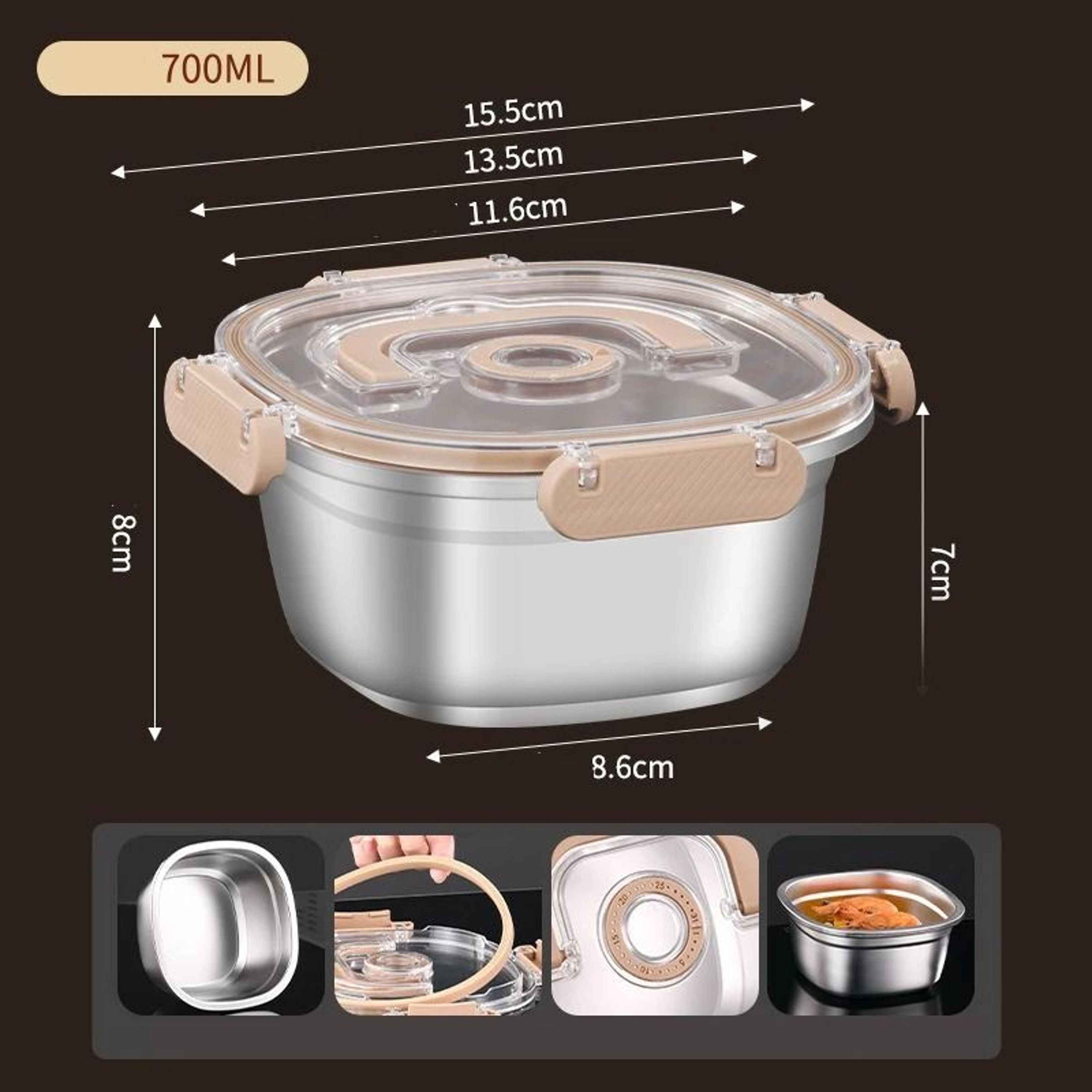 Gourmet Fresh Stainless Steel Lunch Box 6