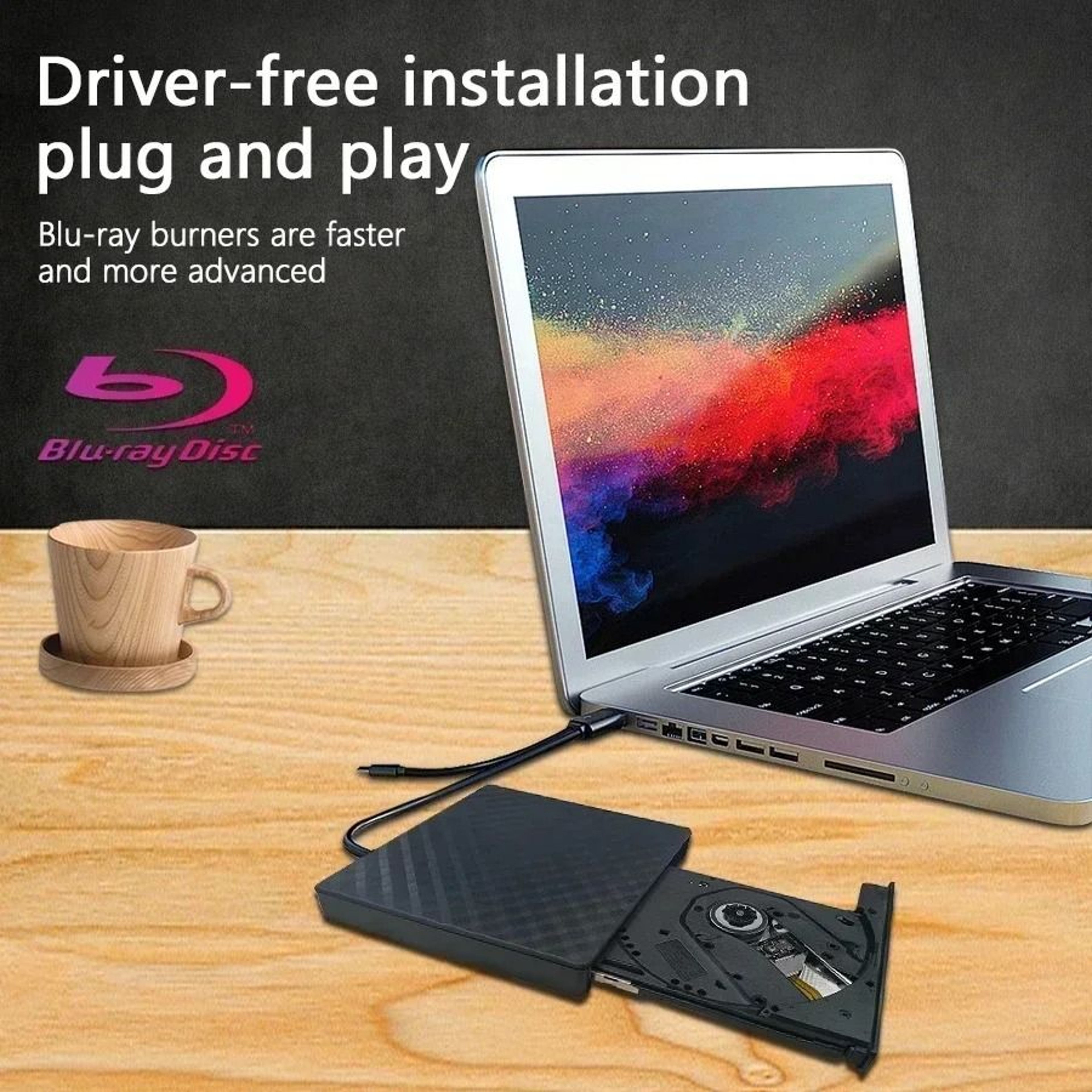 2in1 USB 30 TypeC Slim External DVD RW CD Writer Drive 2