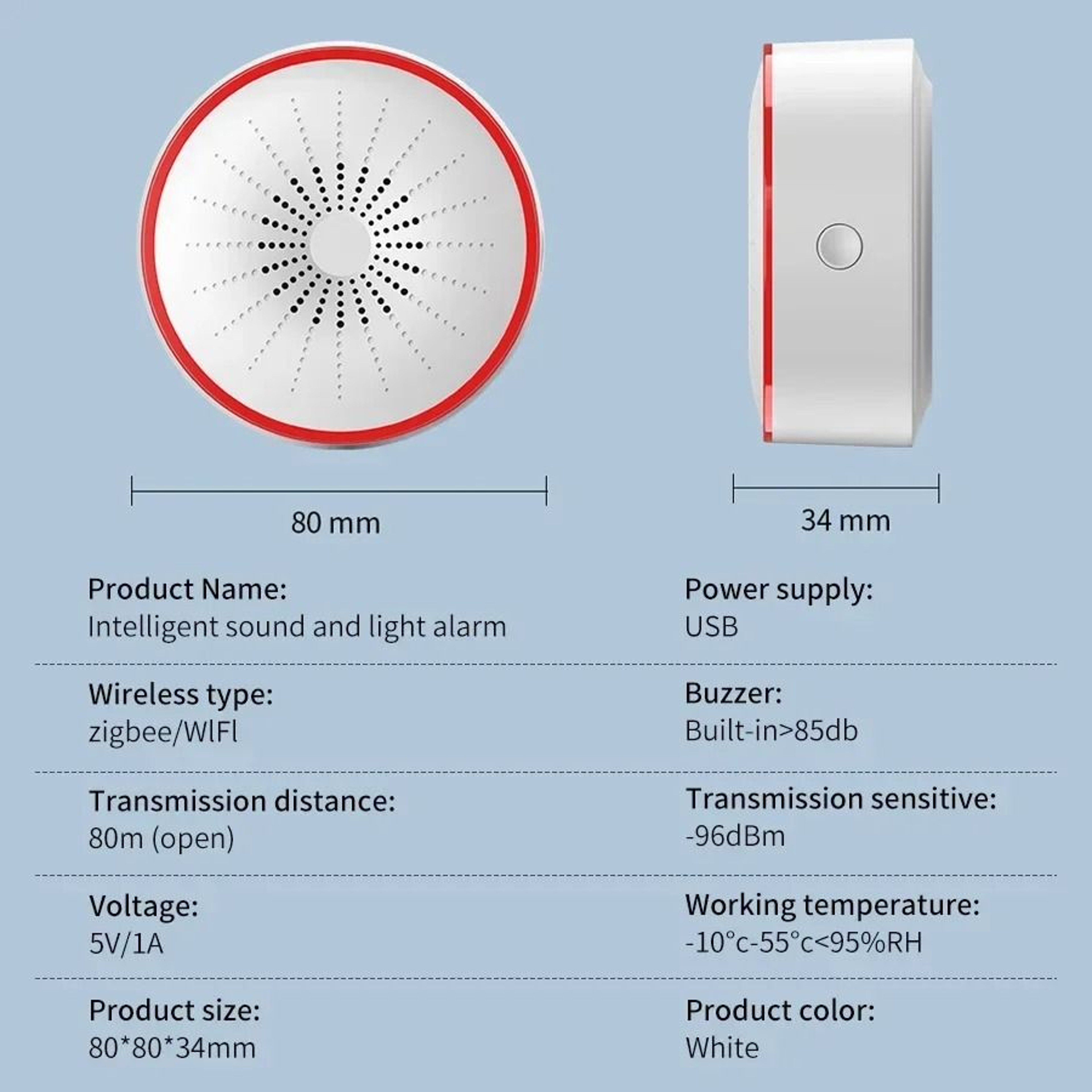 WiFi Zigbee Smart Siren Alarm Sound  Light Alert Detector 3