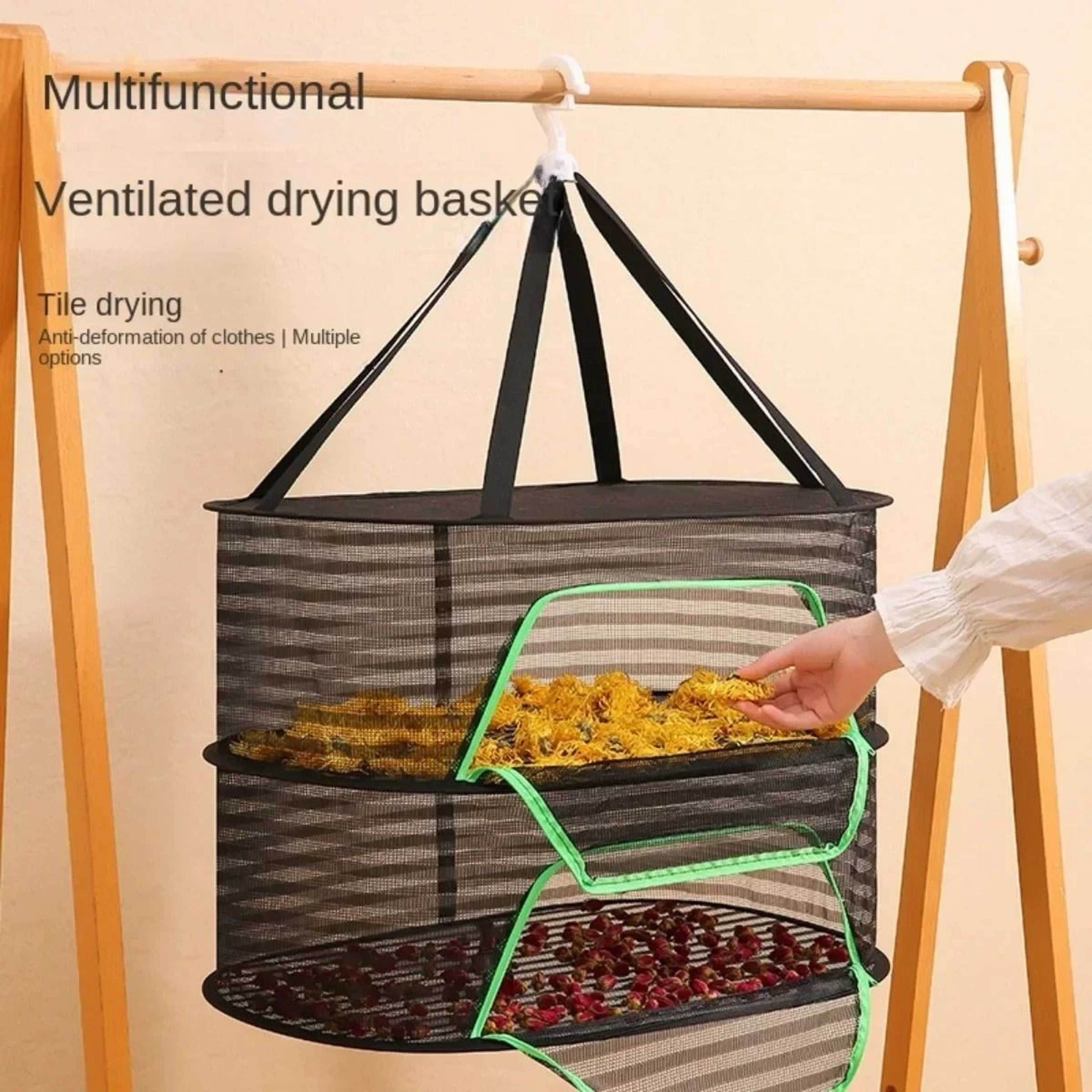Multi Layer Foldable Hanging Herb And Food Drying Net 1