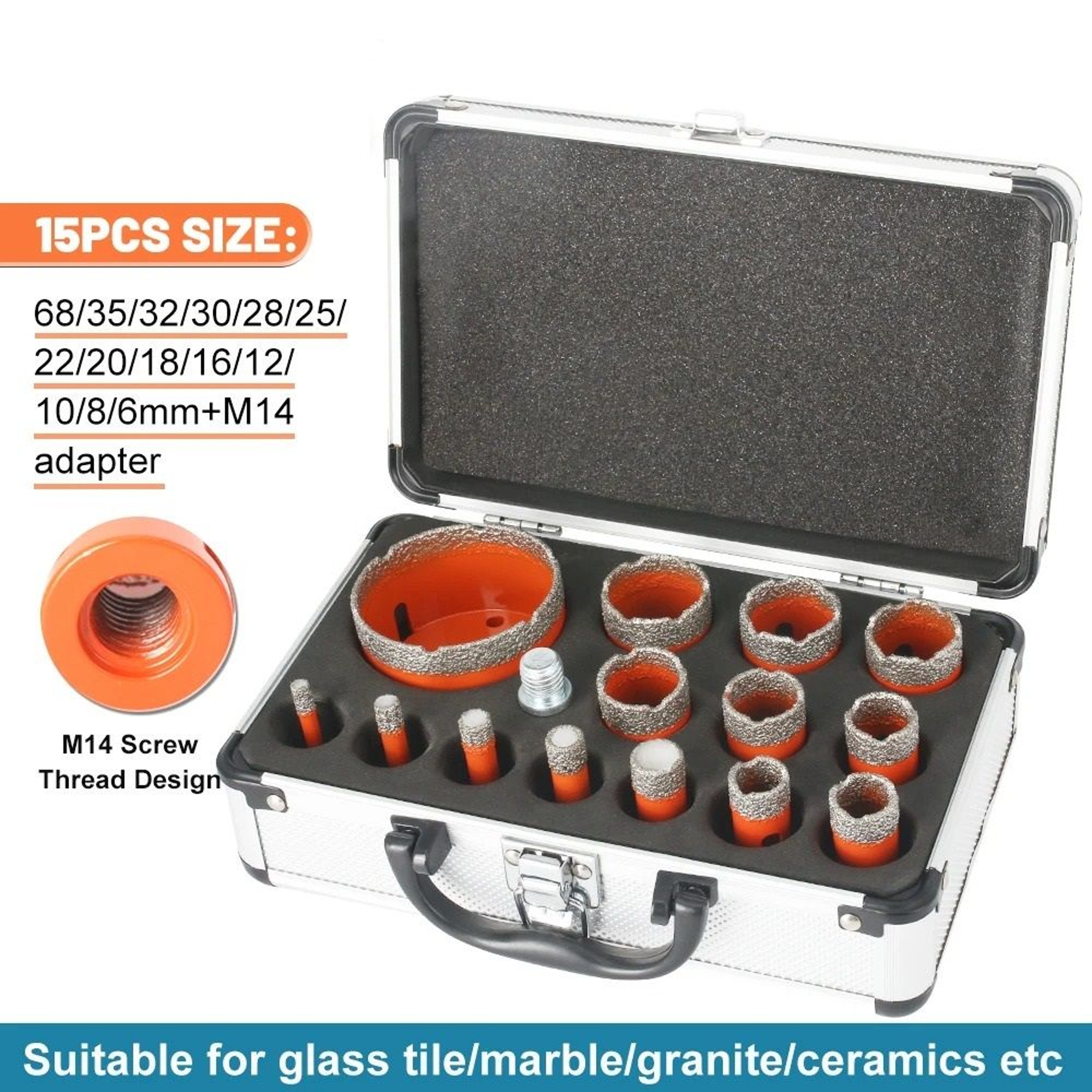 Elite 15 Piece Industrial Vacuum Brazed Diamond Core Suite 0