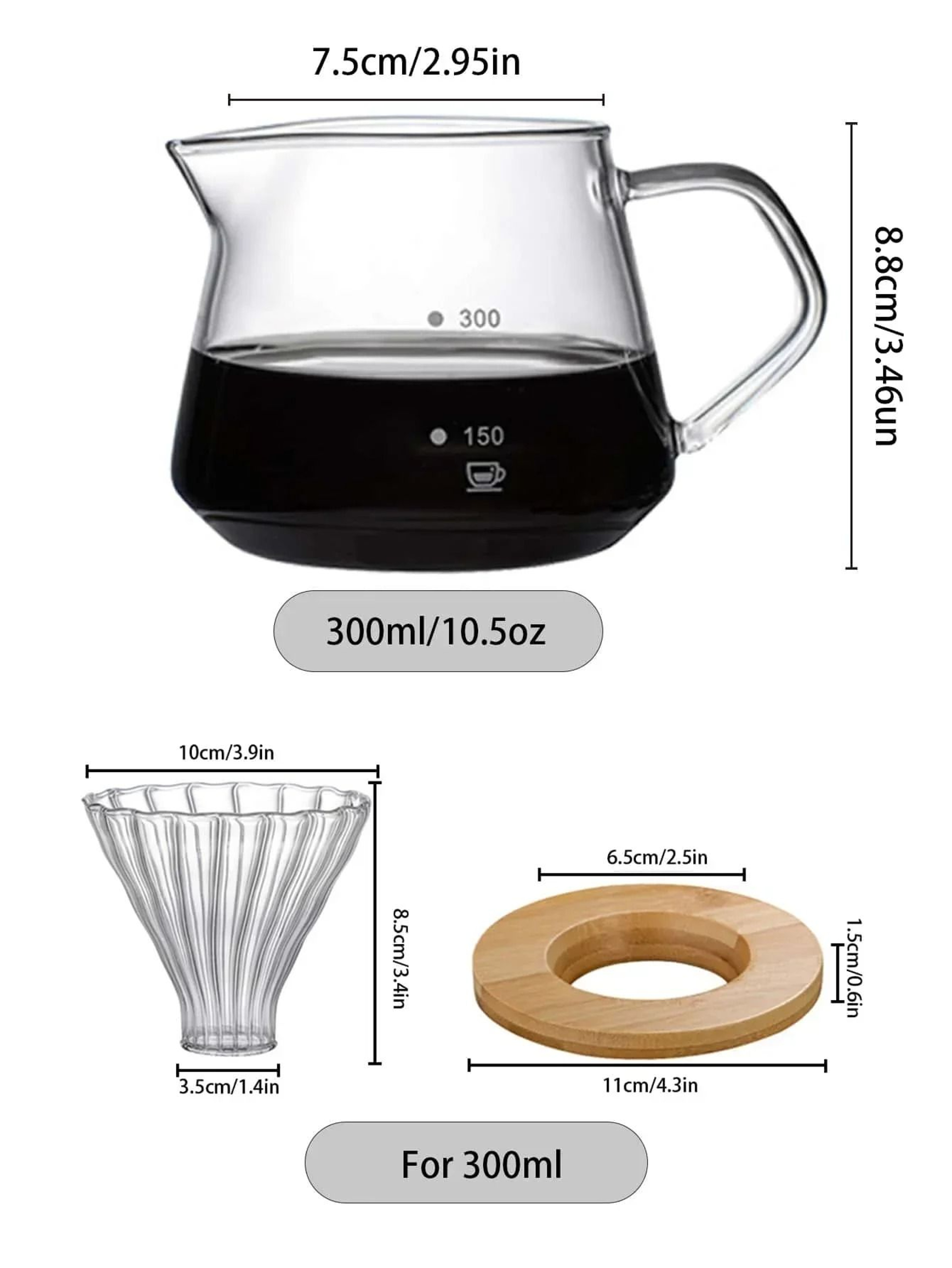 Glass Pour Over Coffee Brewer Set 3