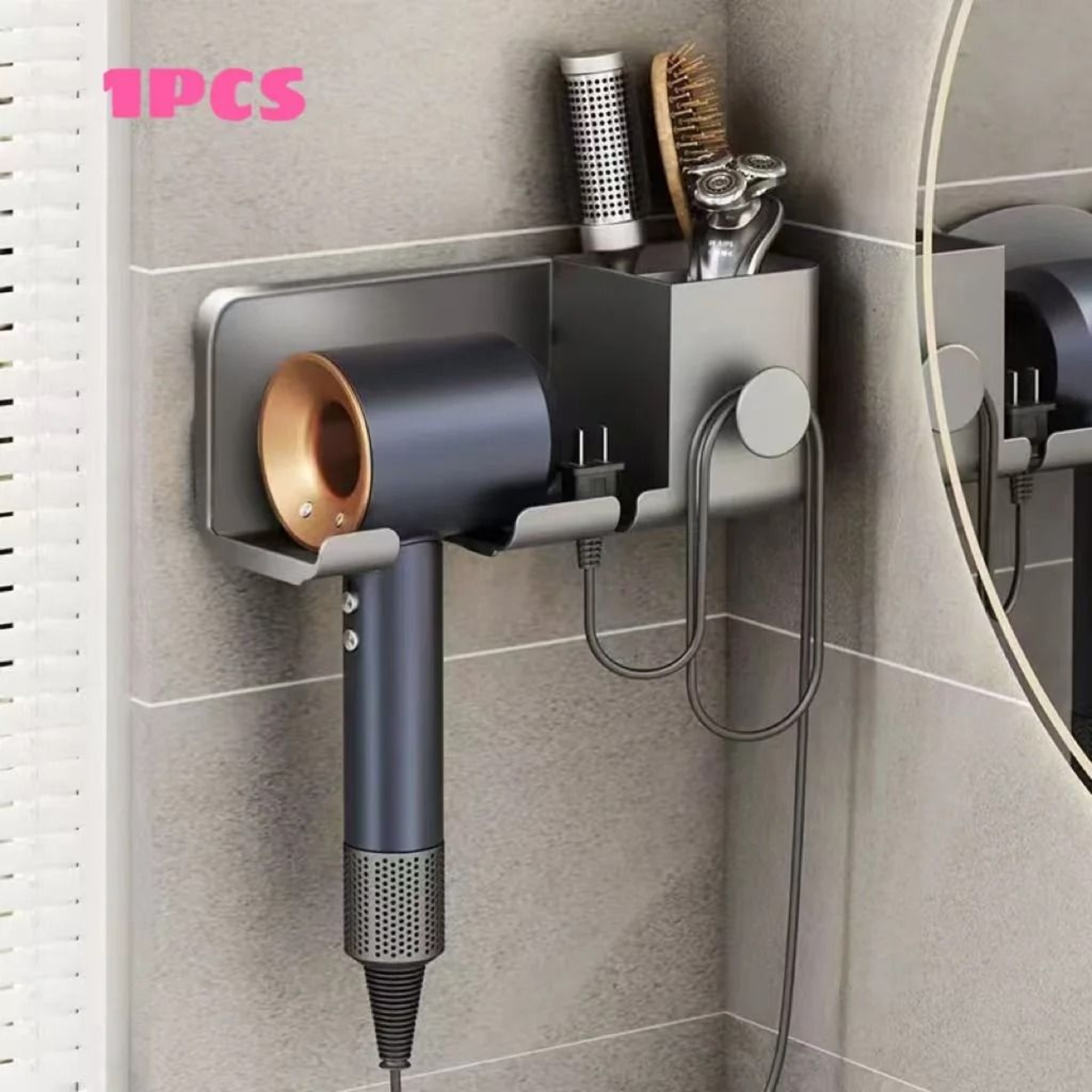 Wall Mounted MultiFunctional Hair Dryer  Tool Organizer 0