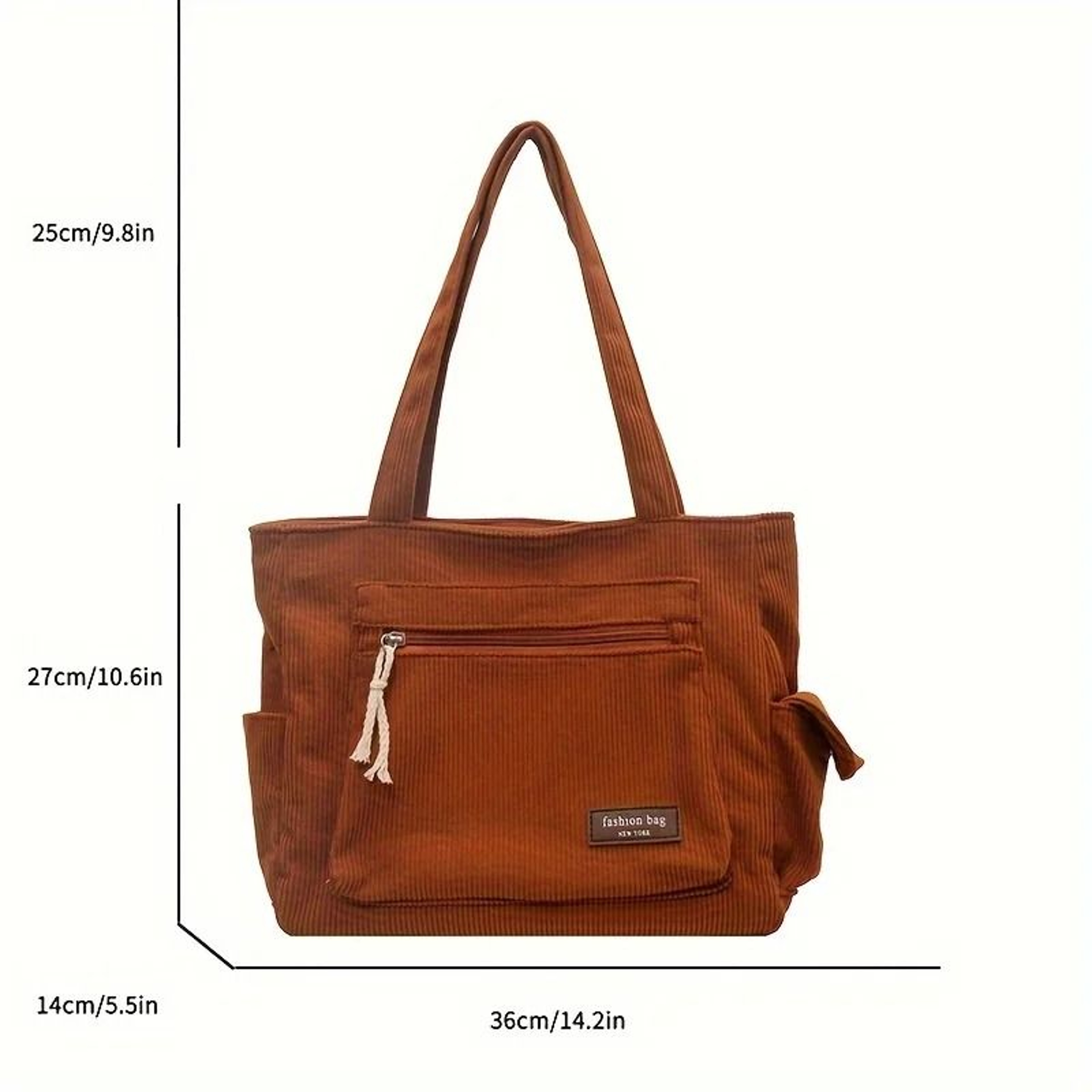 Textured Corduroy MultiPocket Shoulder Tote 2