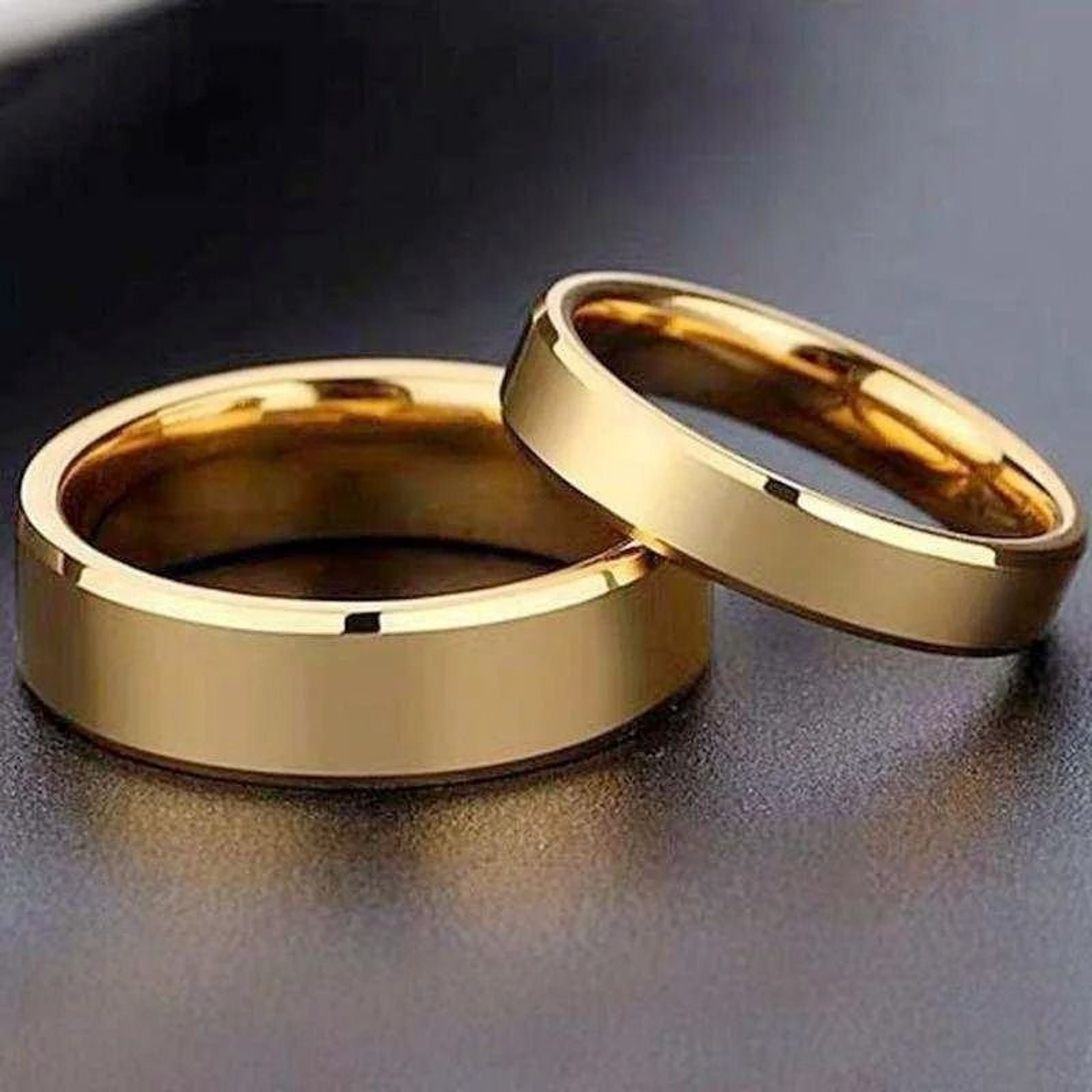 Smooth Polished Stainless Steel Minimalist Wedding Ensemble 1