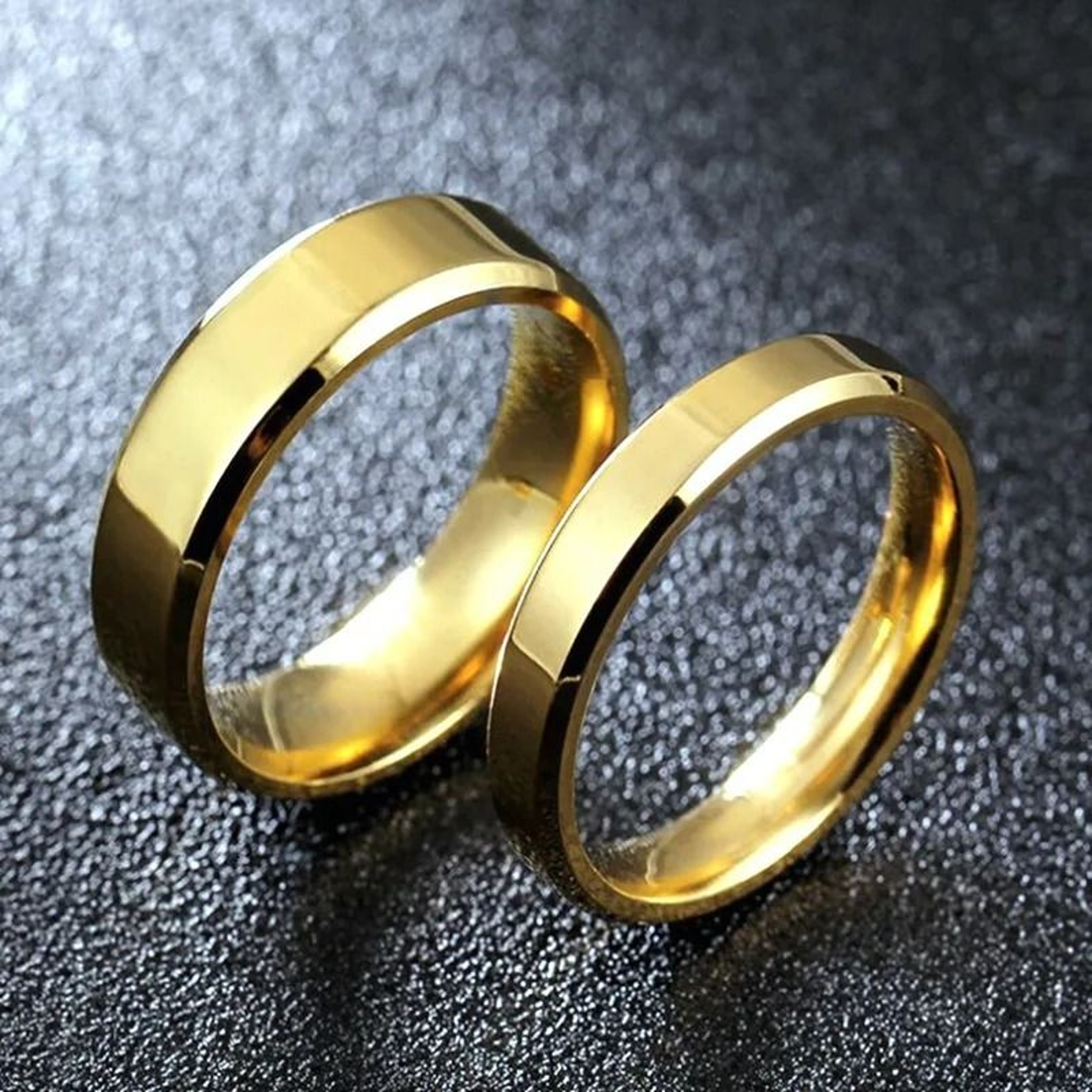 Smooth Polished Stainless Steel Minimalist Wedding Ensemble 2