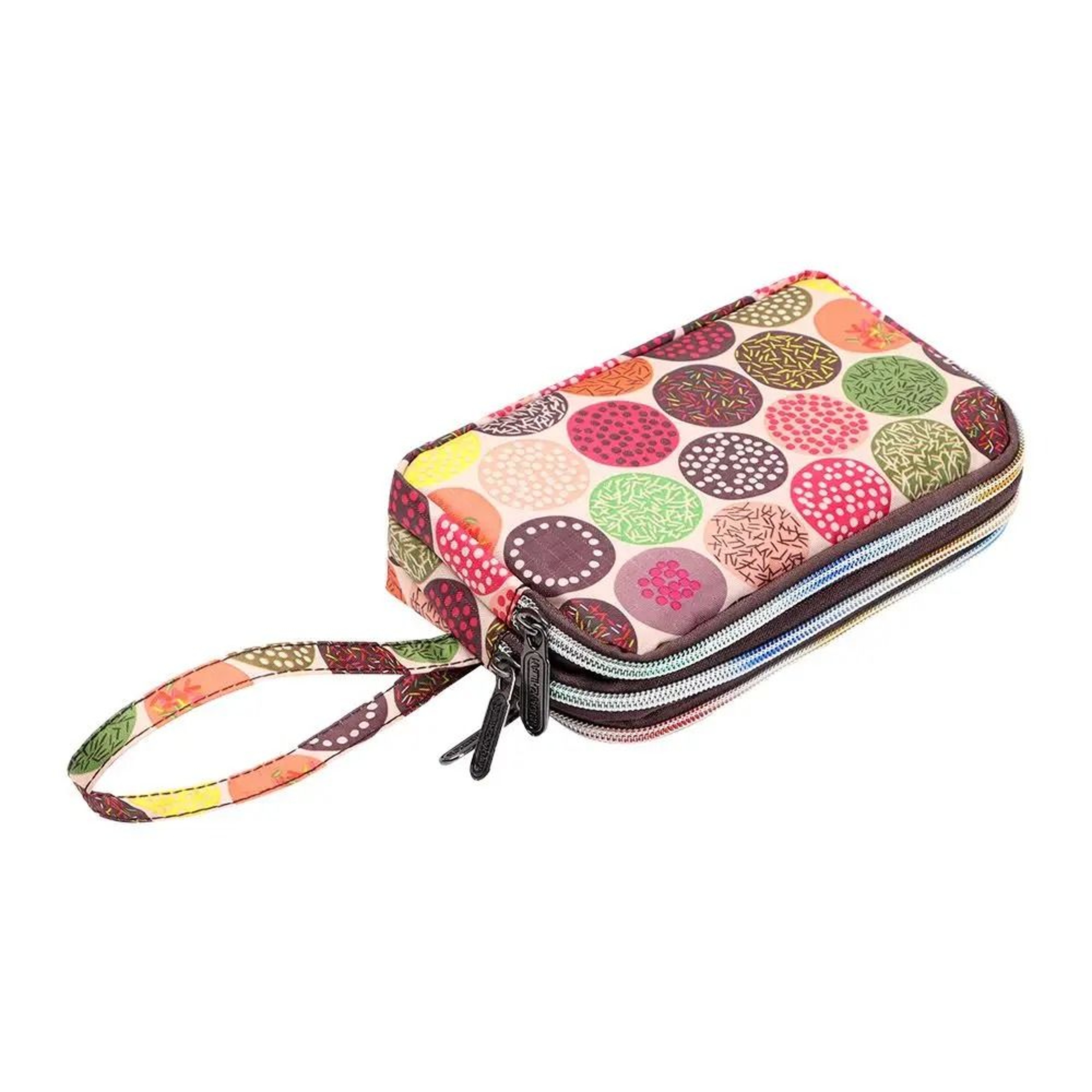 ThreeLayer Floral Canvas Wristlet Bag 17
