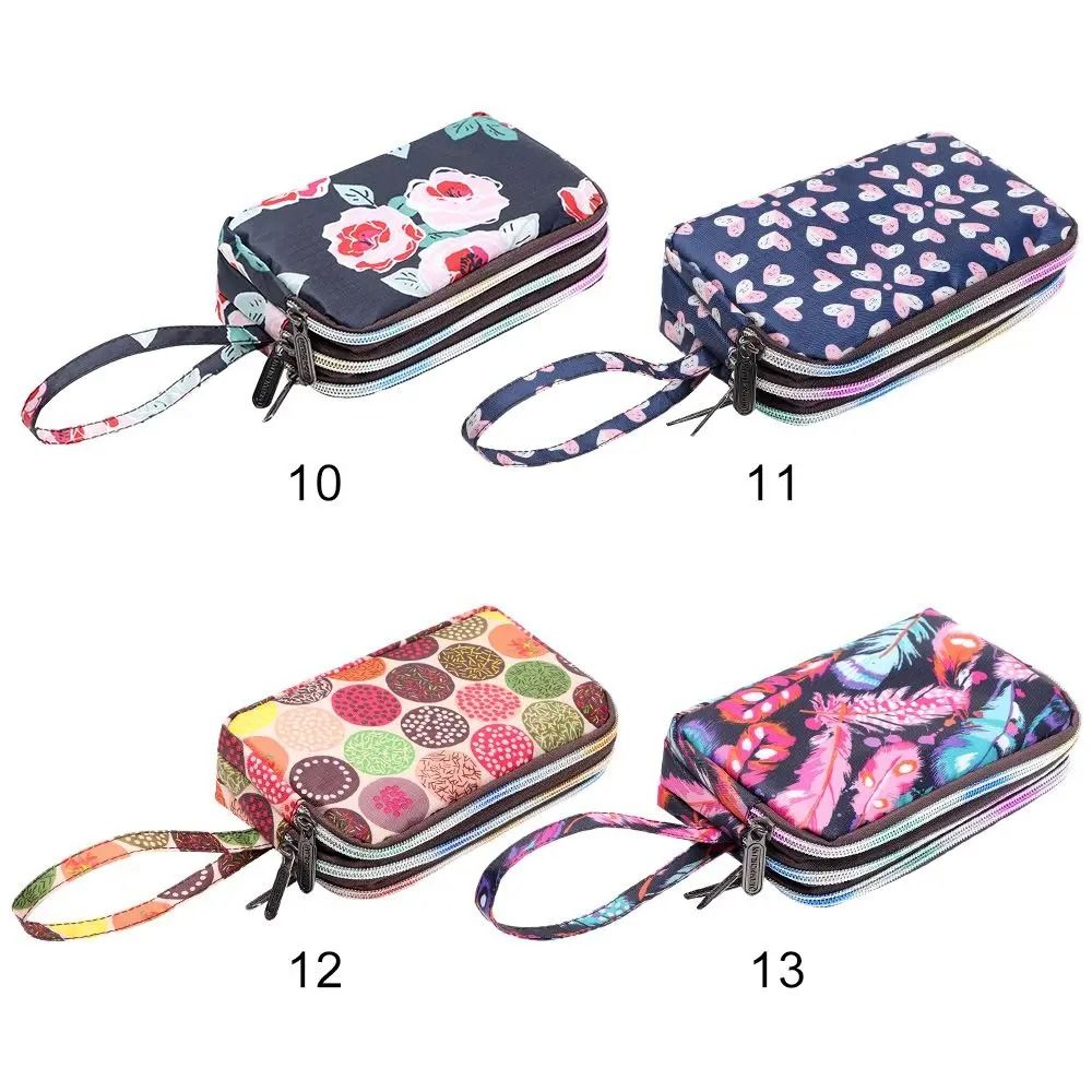 ThreeLayer Floral Canvas Wristlet Bag 4