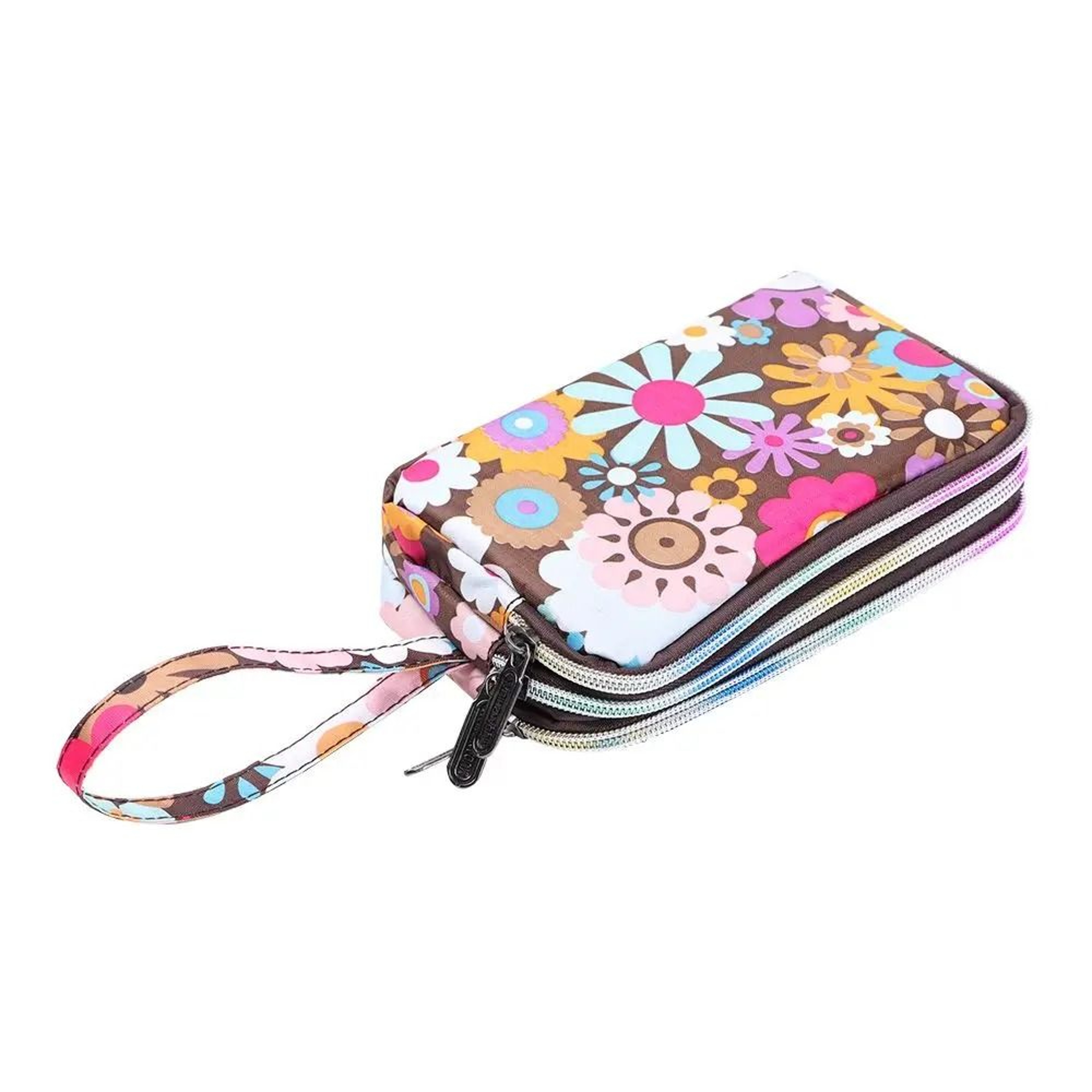 ThreeLayer Floral Canvas Wristlet Bag 8