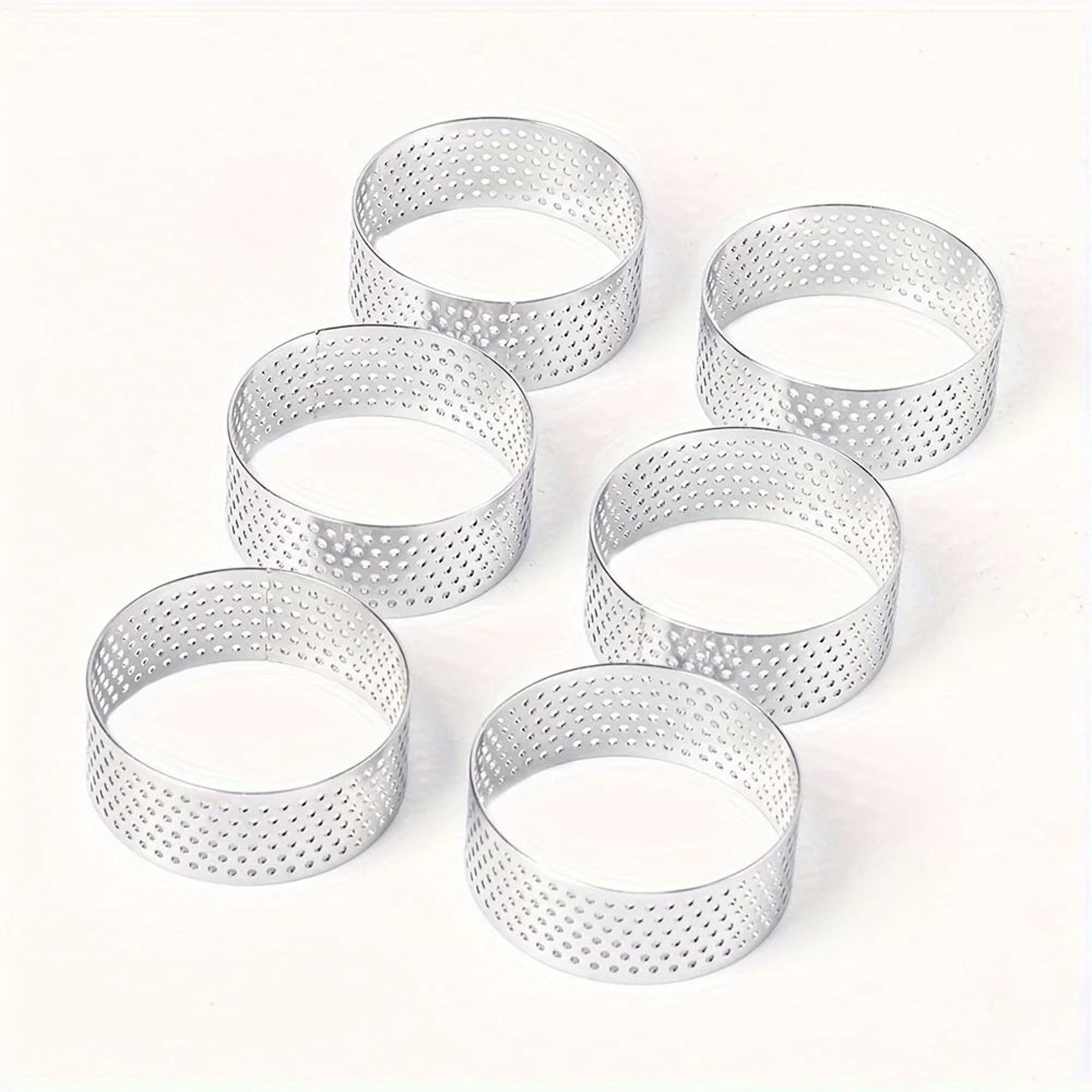 6 Piece Perforated Stainless Steel Tart Ring Set 6