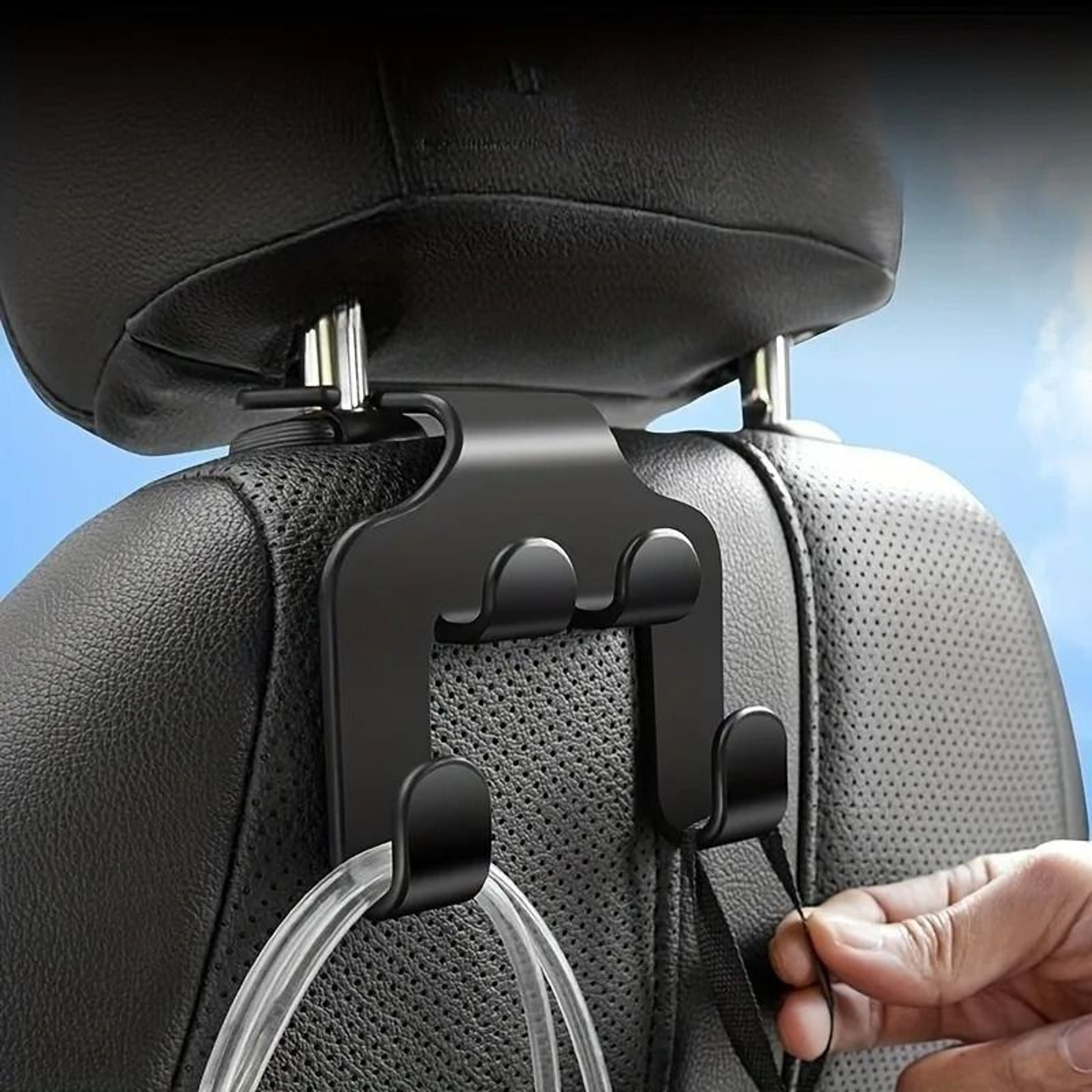 2in1 Universal Car Back Seat Phone Holder And Storage Hook 4