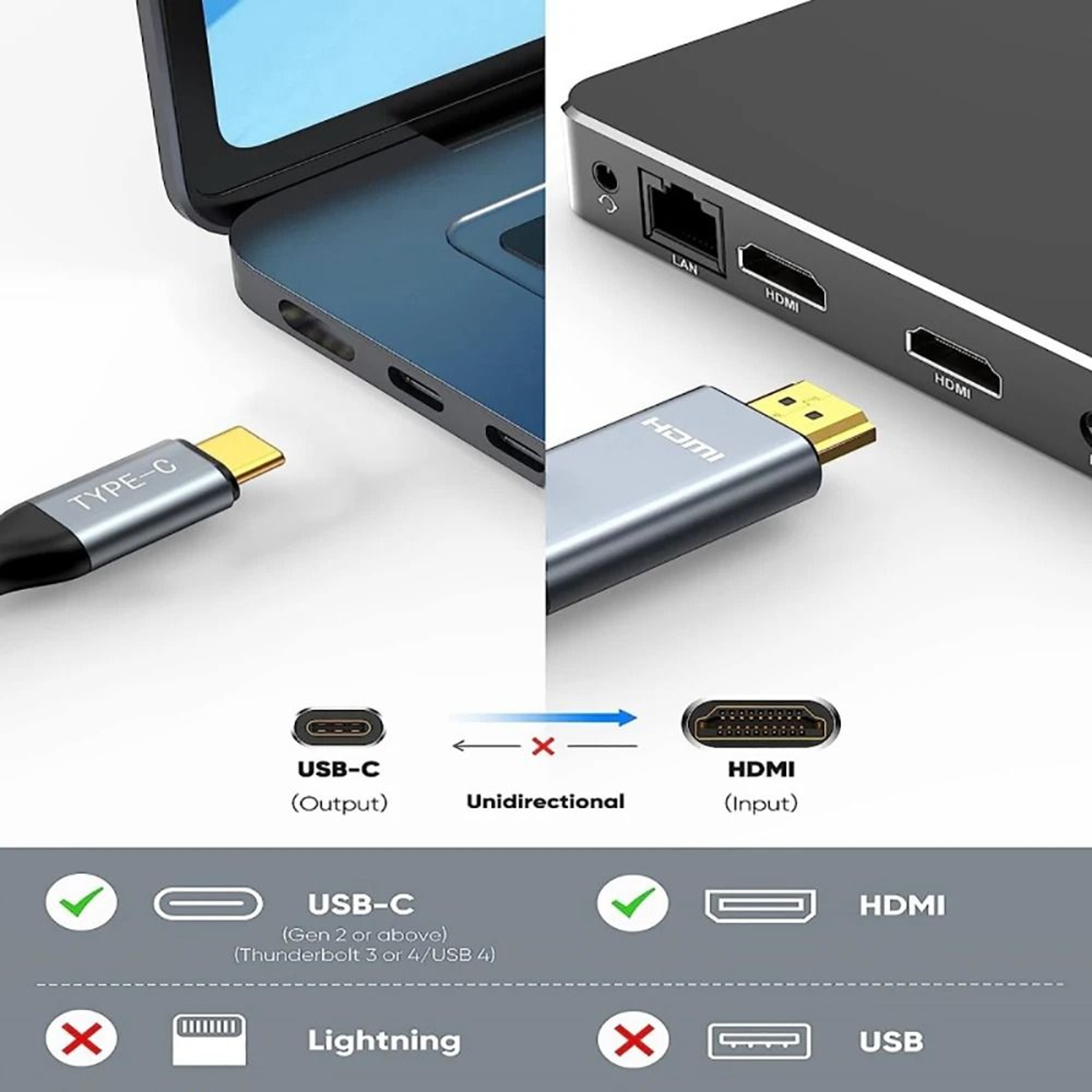 4K 60Hz Ultra High Definition Type C To HDMI Projection Cable 1