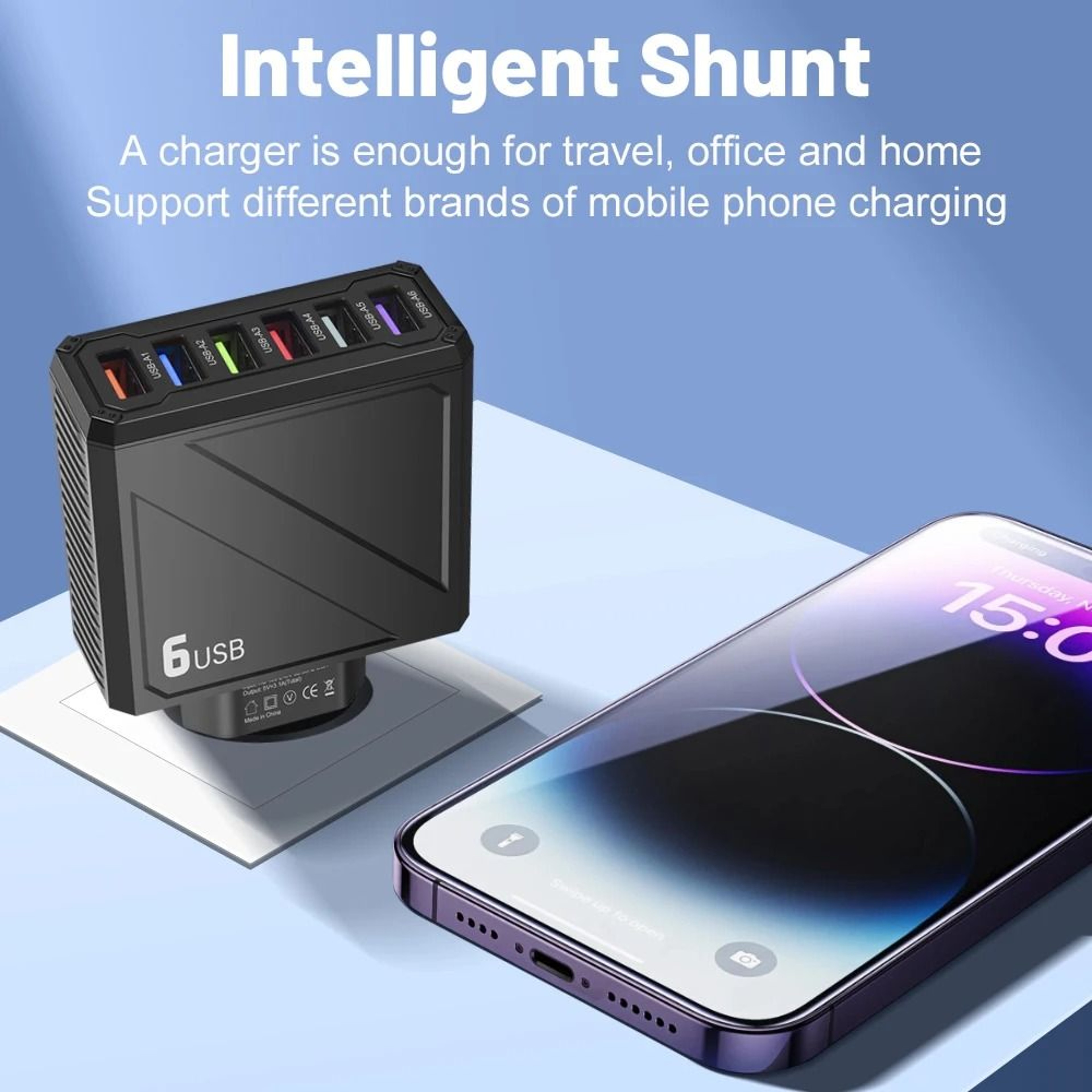 6 Port High Capacity Universal USB Wall Charger 2