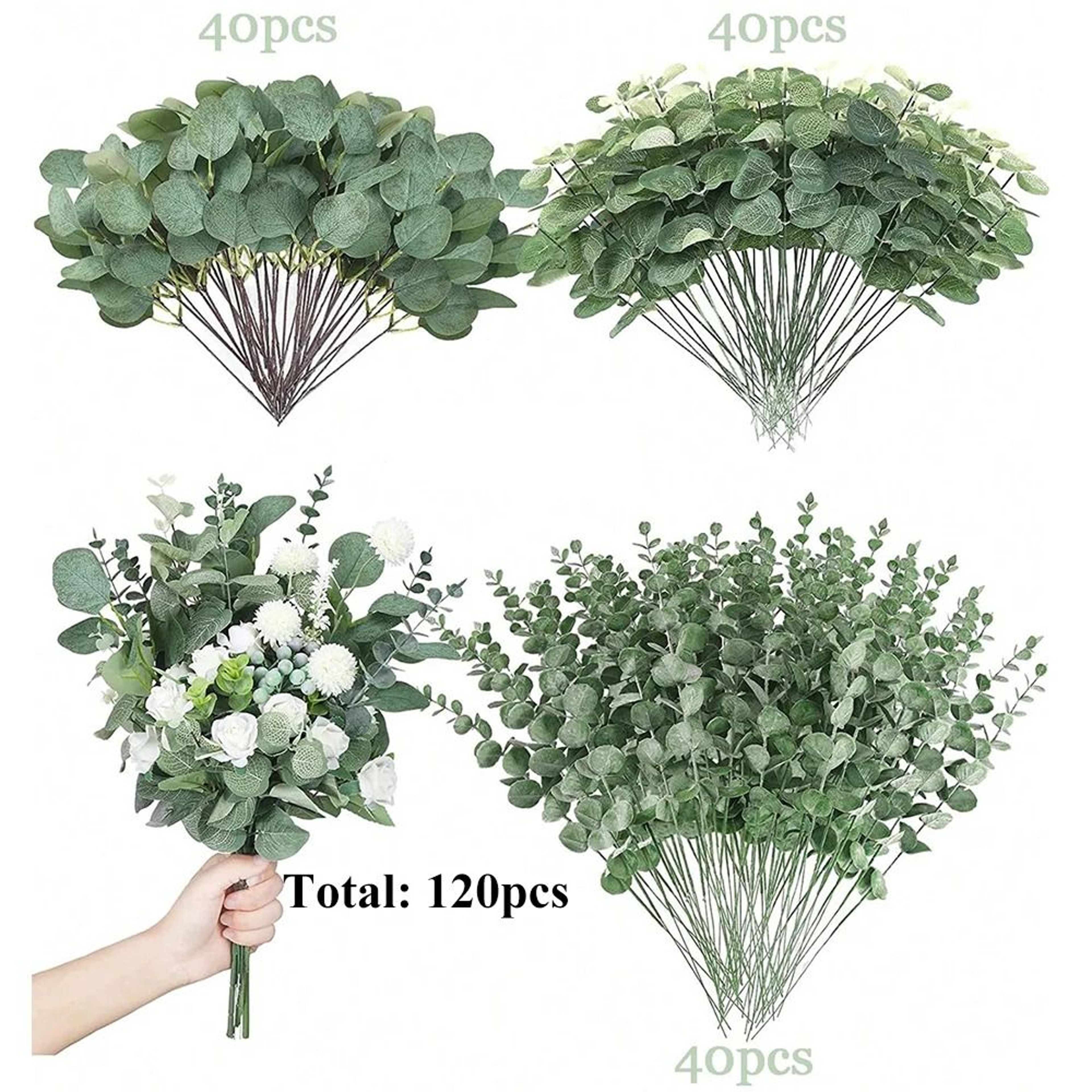 Premium Mixed Artificial Eucalyptus Stems And Greenery Bouquet 6