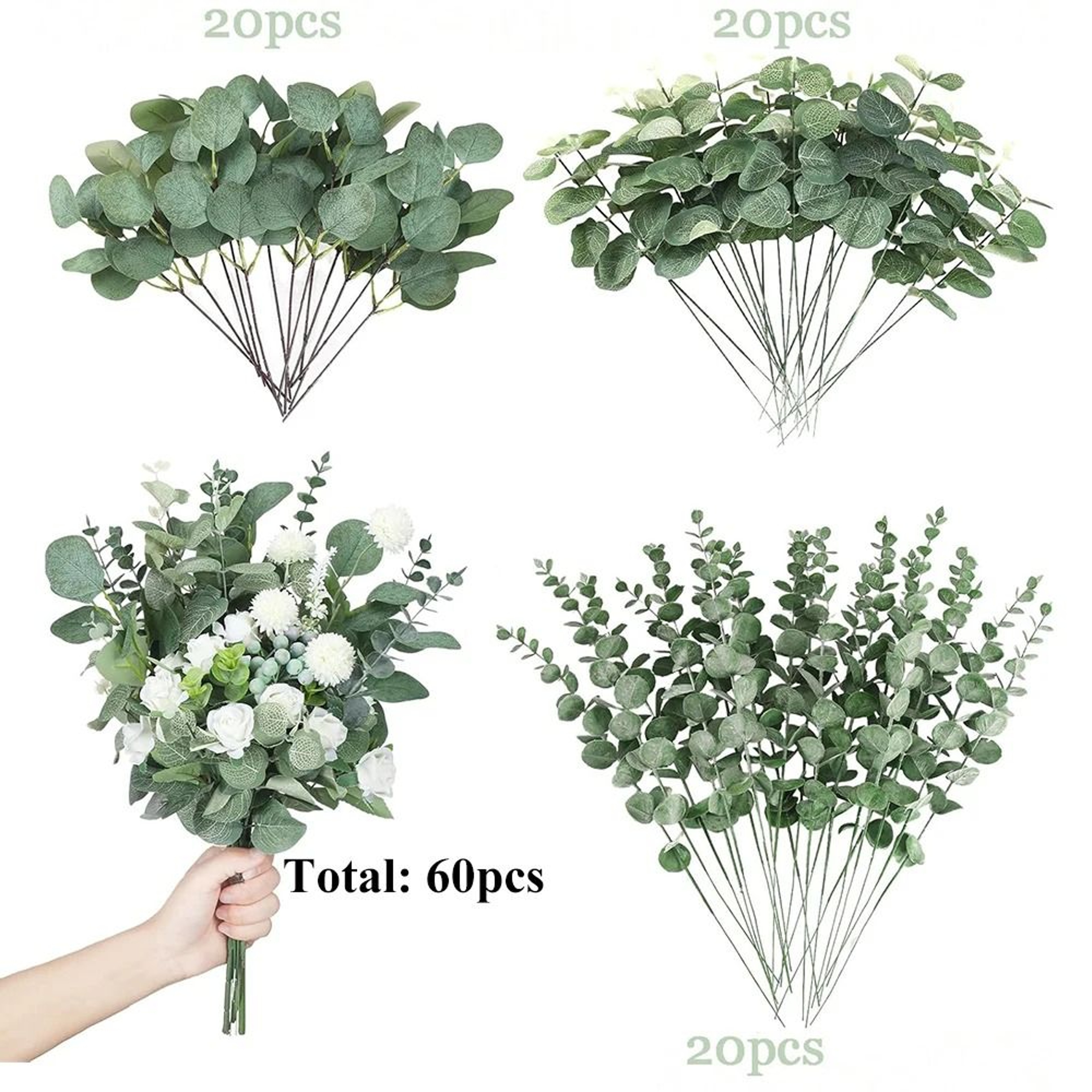 Premium Mixed Artificial Eucalyptus Stems And Greenery Bouquet 7