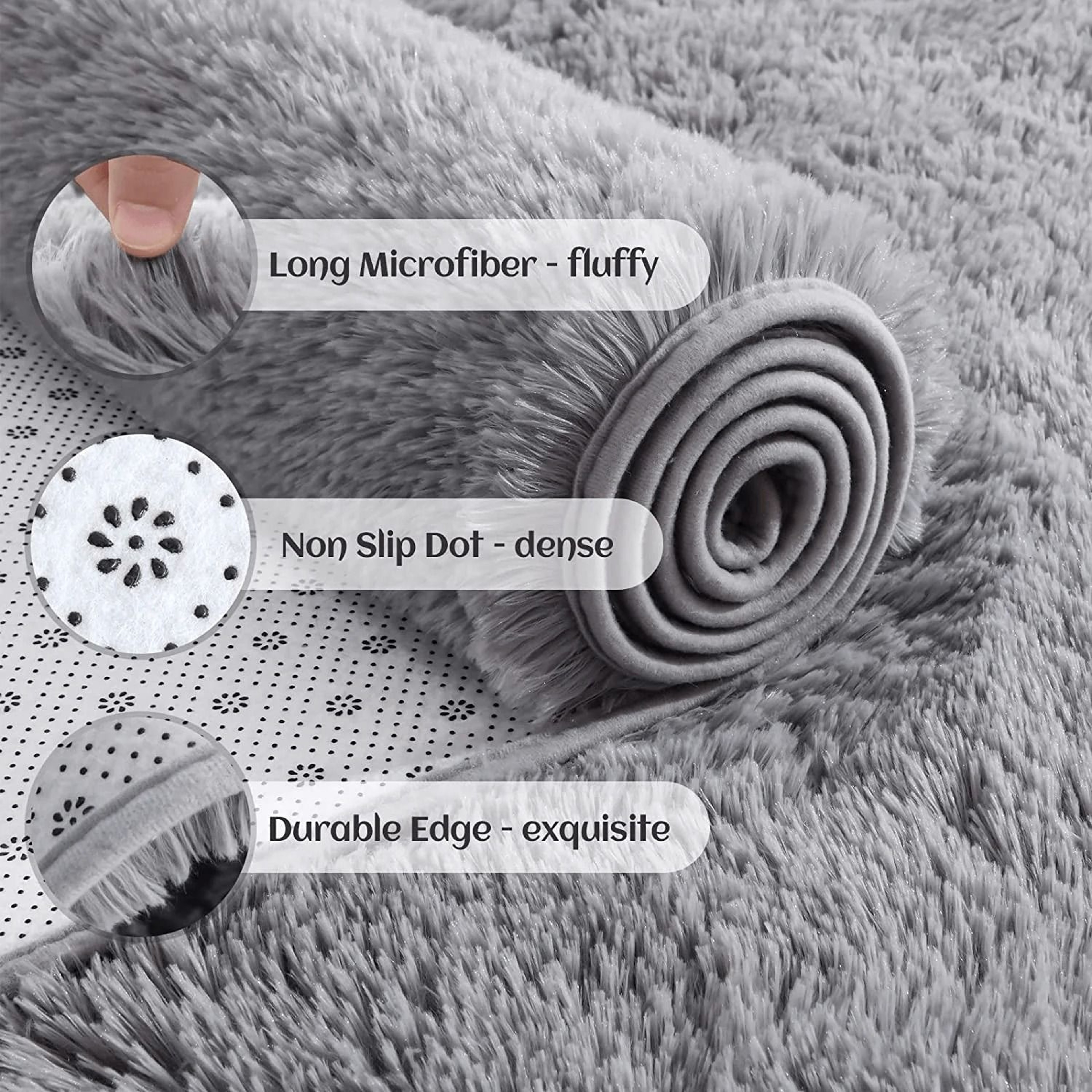 Plush TieDye Shaggy NonSlip Bedside Rug 2