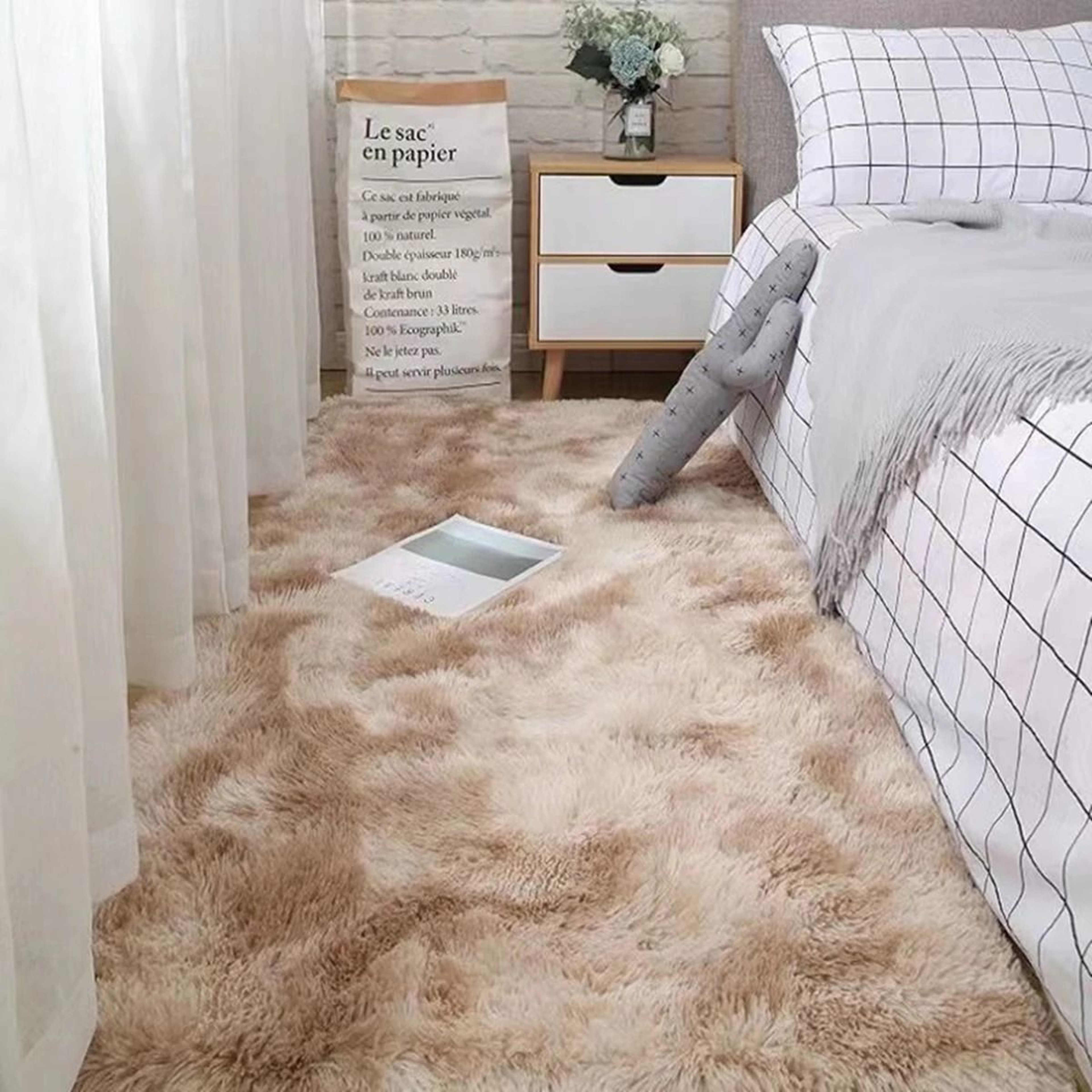 Plush TieDye Shaggy NonSlip Bedside Rug 5