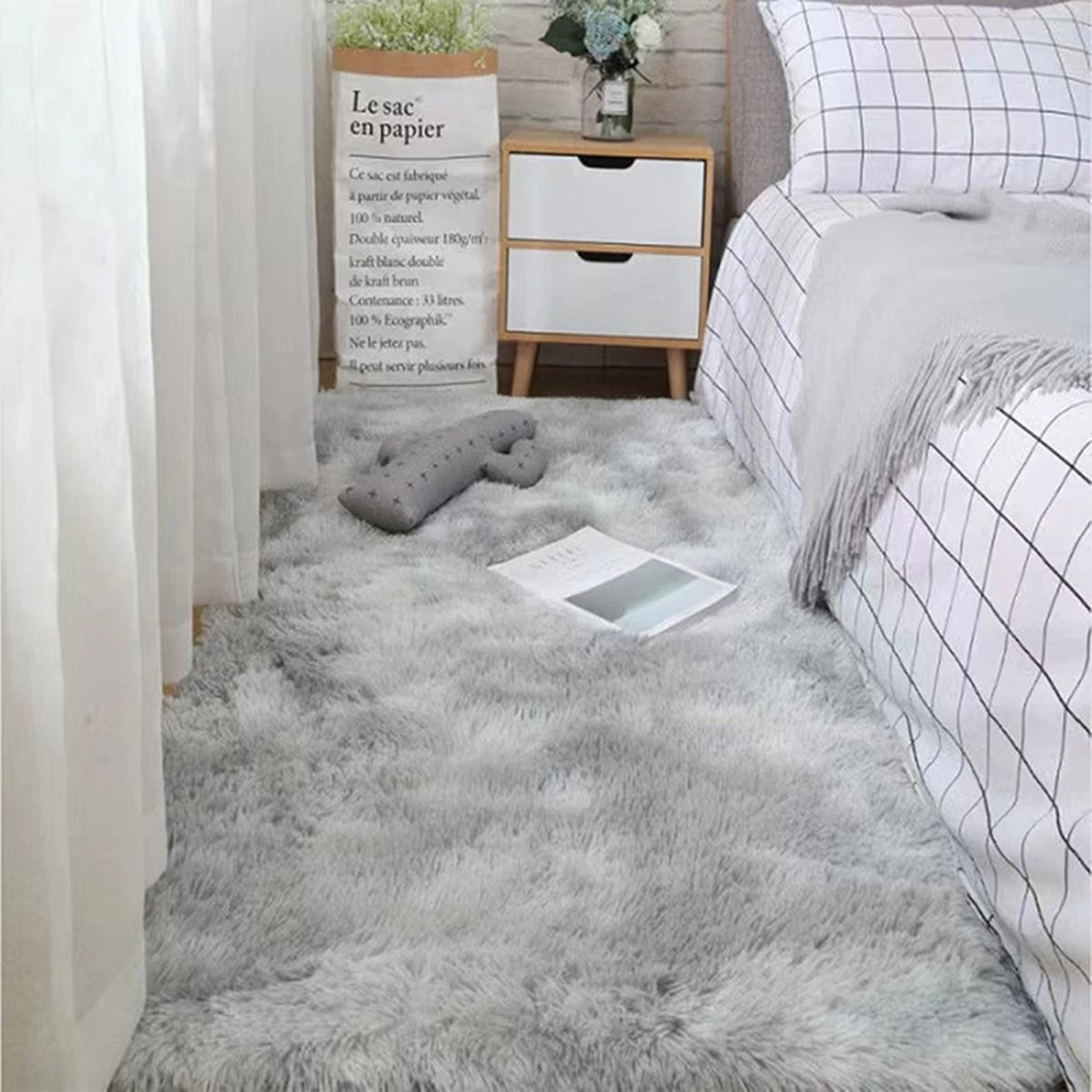 Plush TieDye Shaggy NonSlip Bedside Rug 7