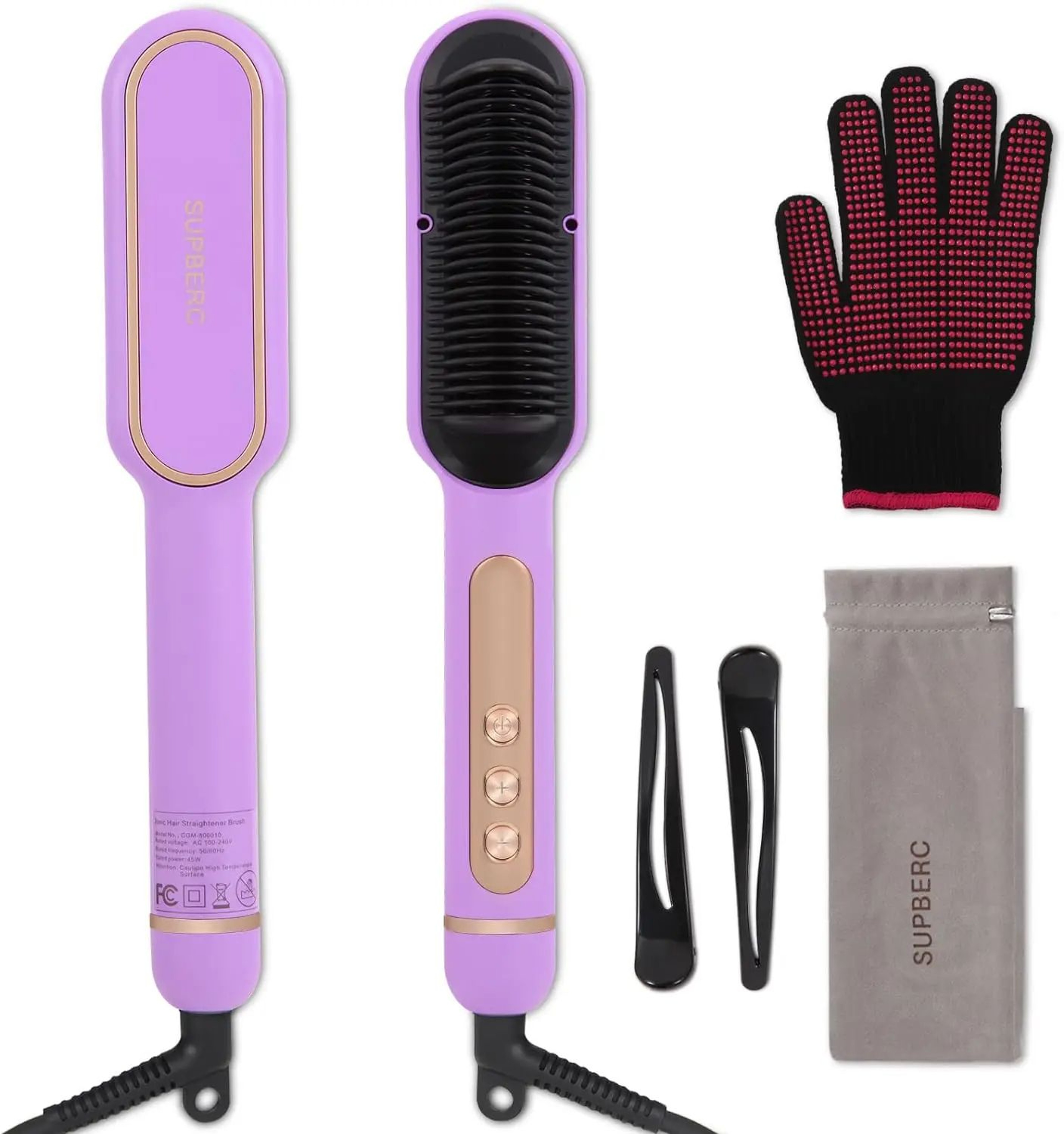 Negative Ionic Hair Straightener Brush For Women Fast Heating  AntiScald Auto ShutOff 7