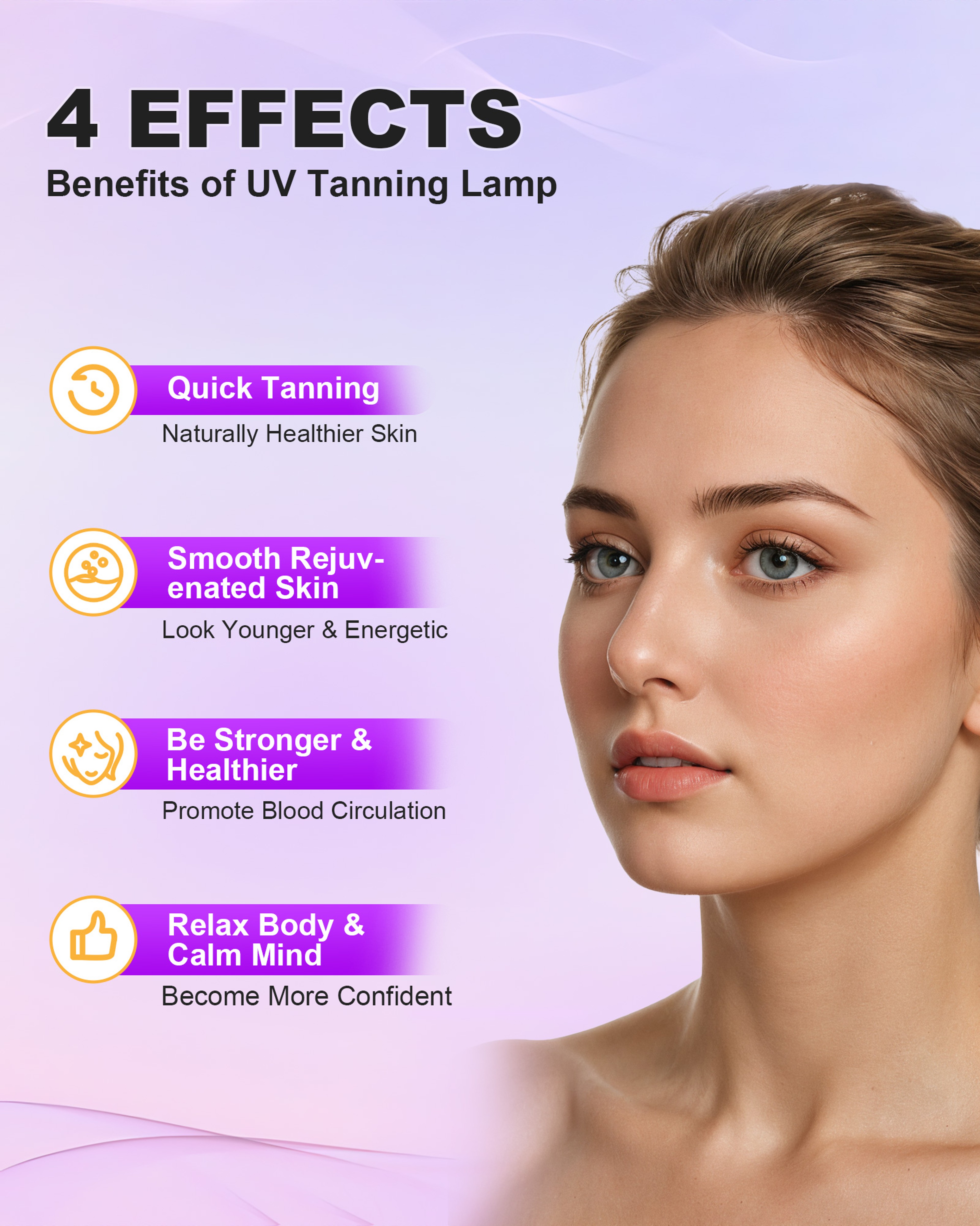 Tanning Solarium Lamp for Whole Body Blue Light, Round UV Tanning Lamp, Foldable Adjustable Stand Hanging Hooks – view 2