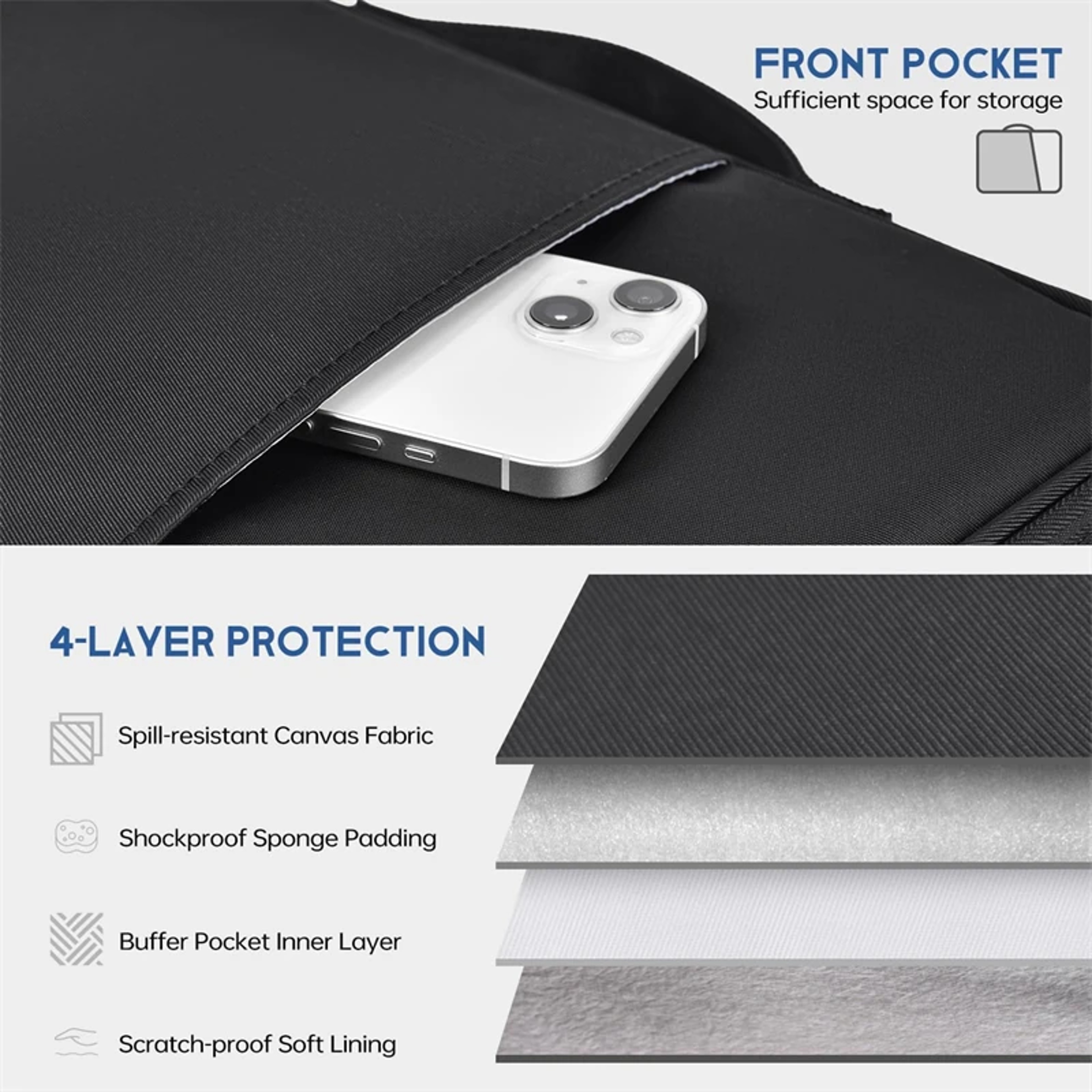 Laptop Sleeve, Waterproof, Shockproof, Handle Bag, Macbook Air Pro CaseMac Book Cover Accessories – view 2