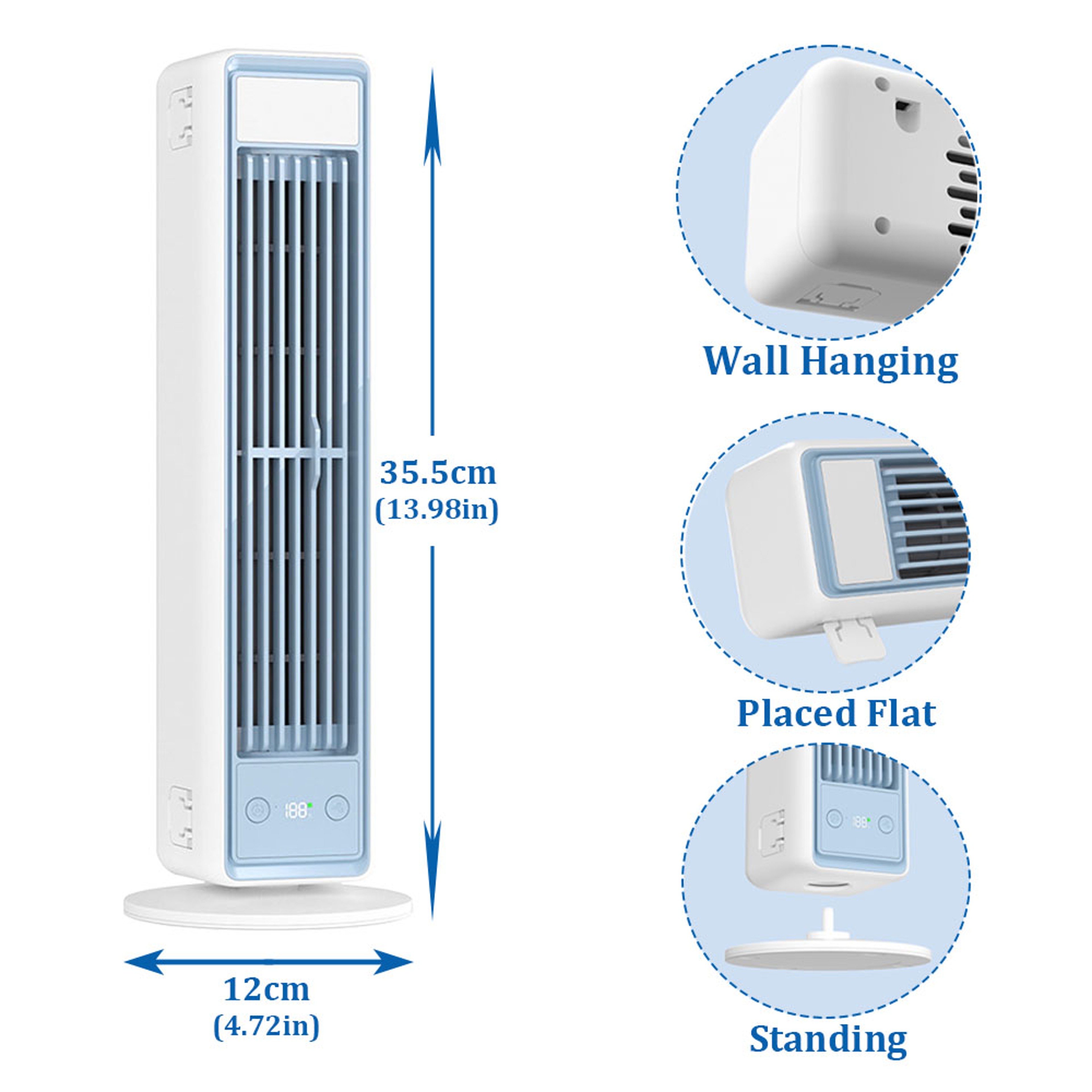 Rechargeable Tower Fan With Remote Quiet Bladeless Desk Fan USB Portable Air Cooler 1