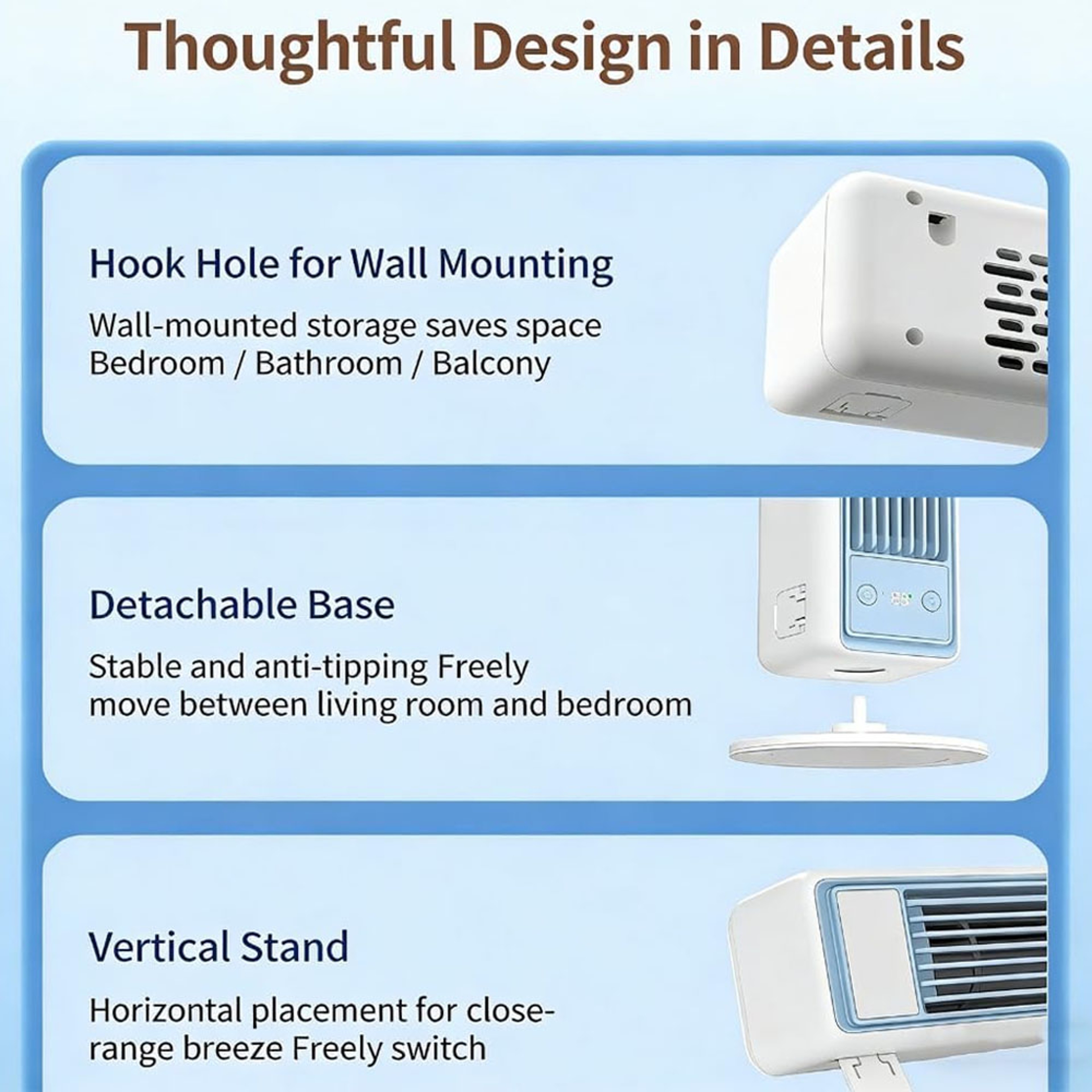 Rechargeable Tower Fan With Remote Quiet Bladeless Desk Fan USB Portable Air Cooler 2
