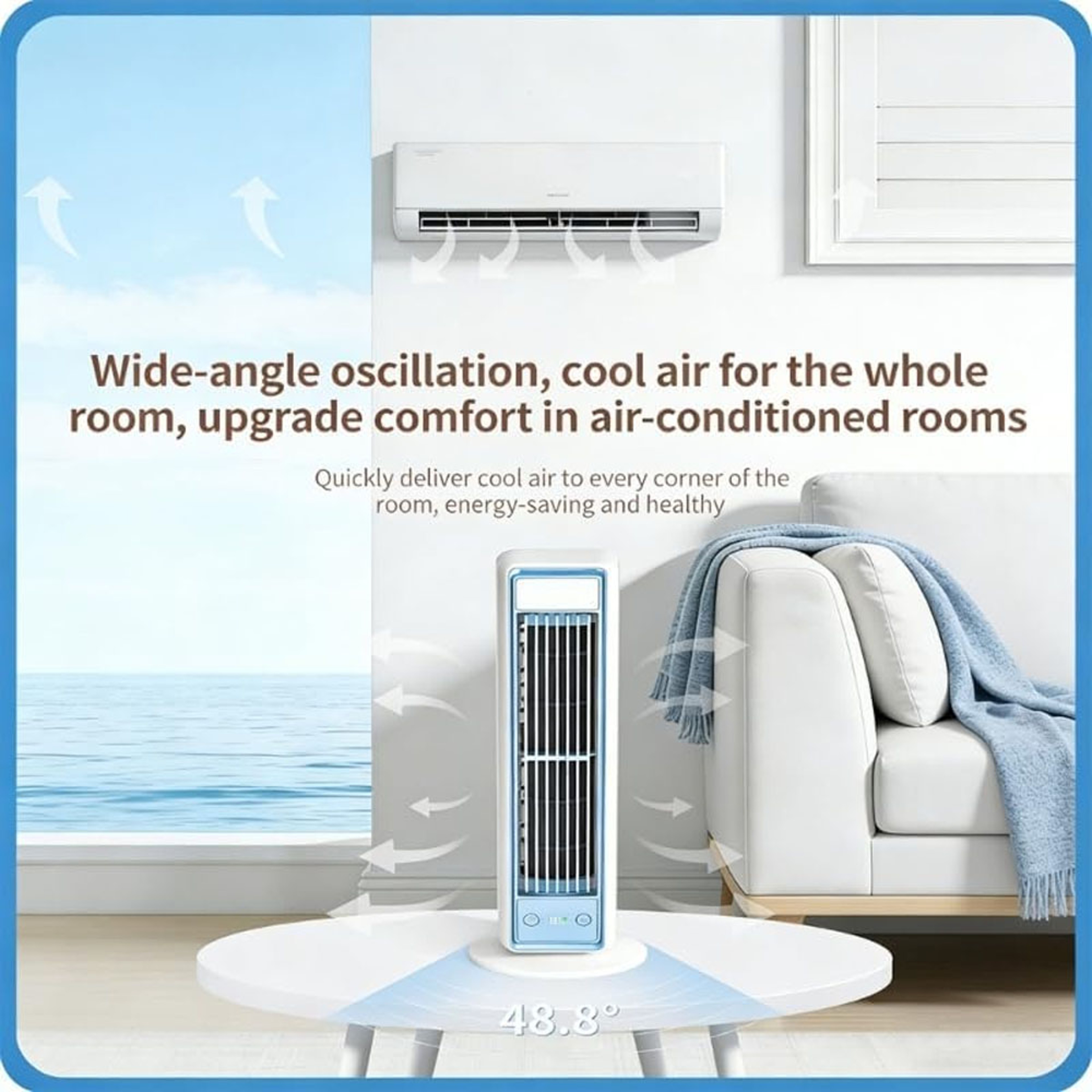 Rechargeable Tower Fan With Remote Quiet Bladeless Desk Fan USB Portable Air Cooler 3