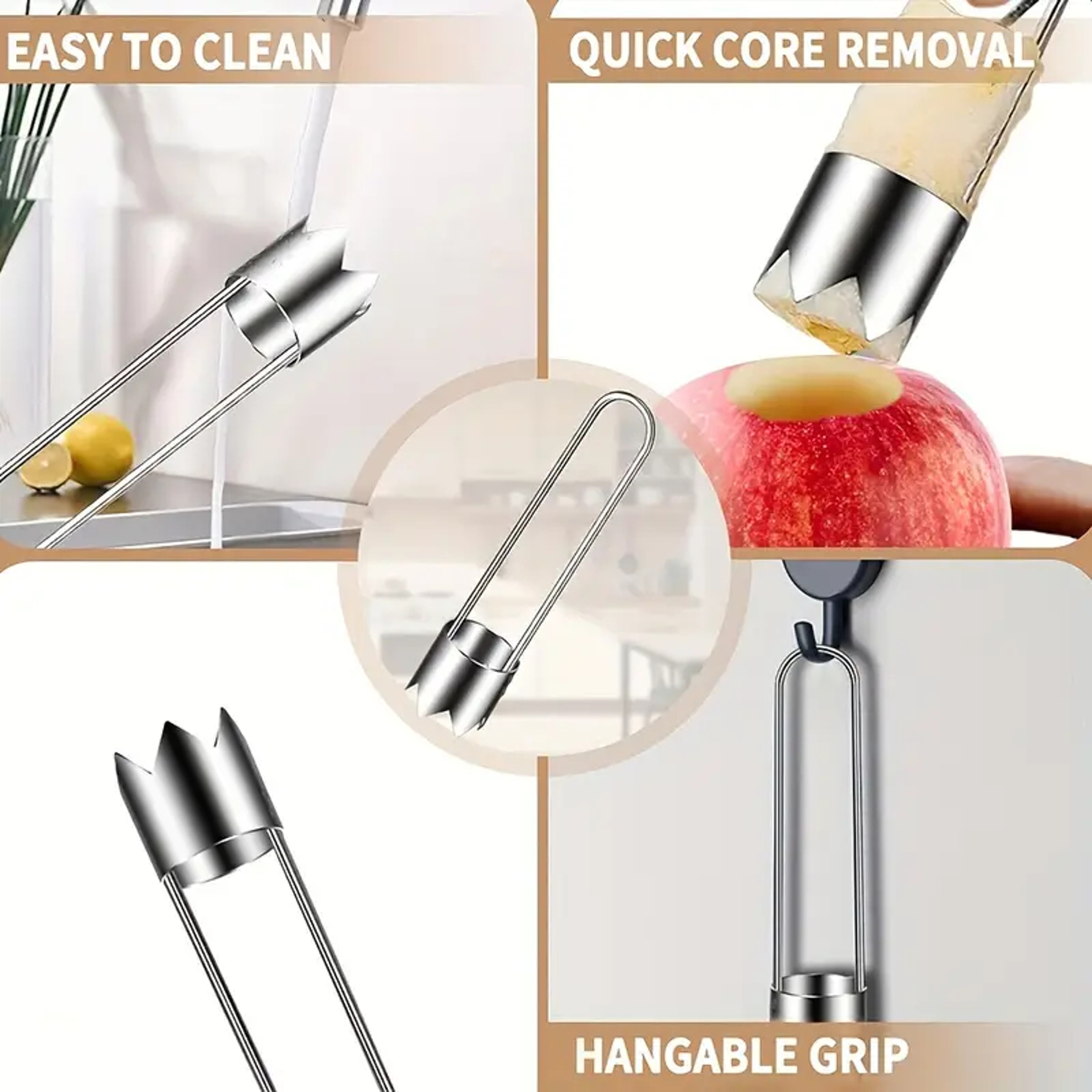 Precision Apple Corer Stainless Steel Fruit Corer Tool For Apples Peppers Tomatoes  More 4