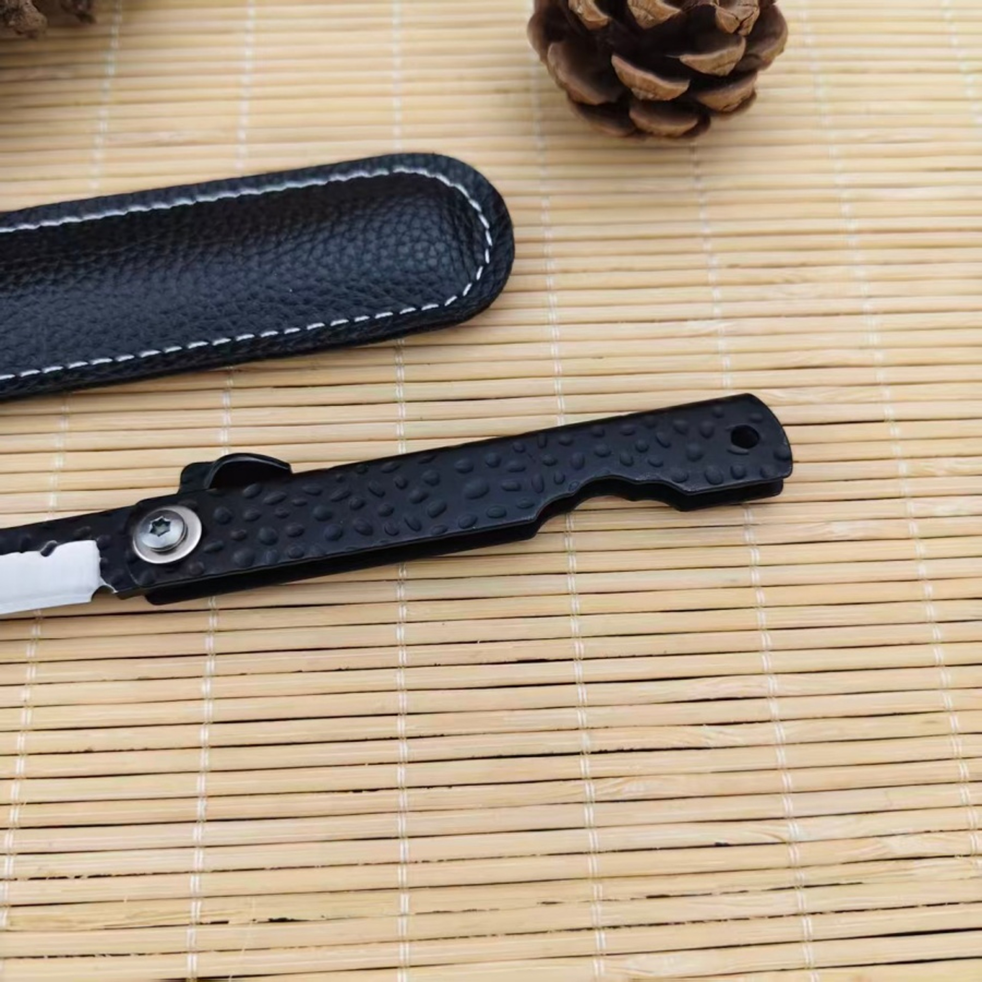 Portable EDC Folding Pocket Knife With Leather Case For Camping  Everyday Carry 2