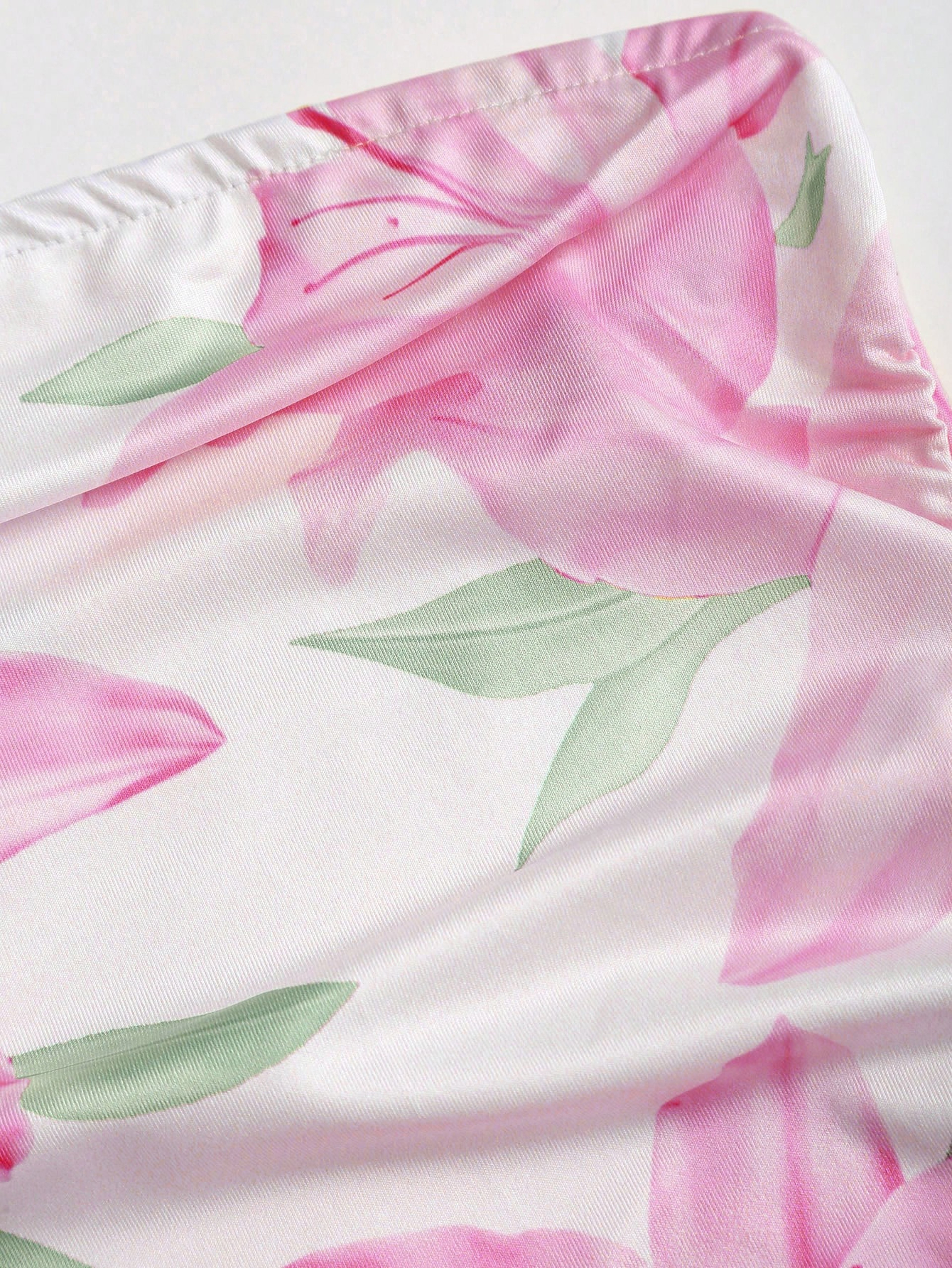 Strapless Floral Dress For Women With Lily Print Waist Tie  Bodycon Mini Fit 3