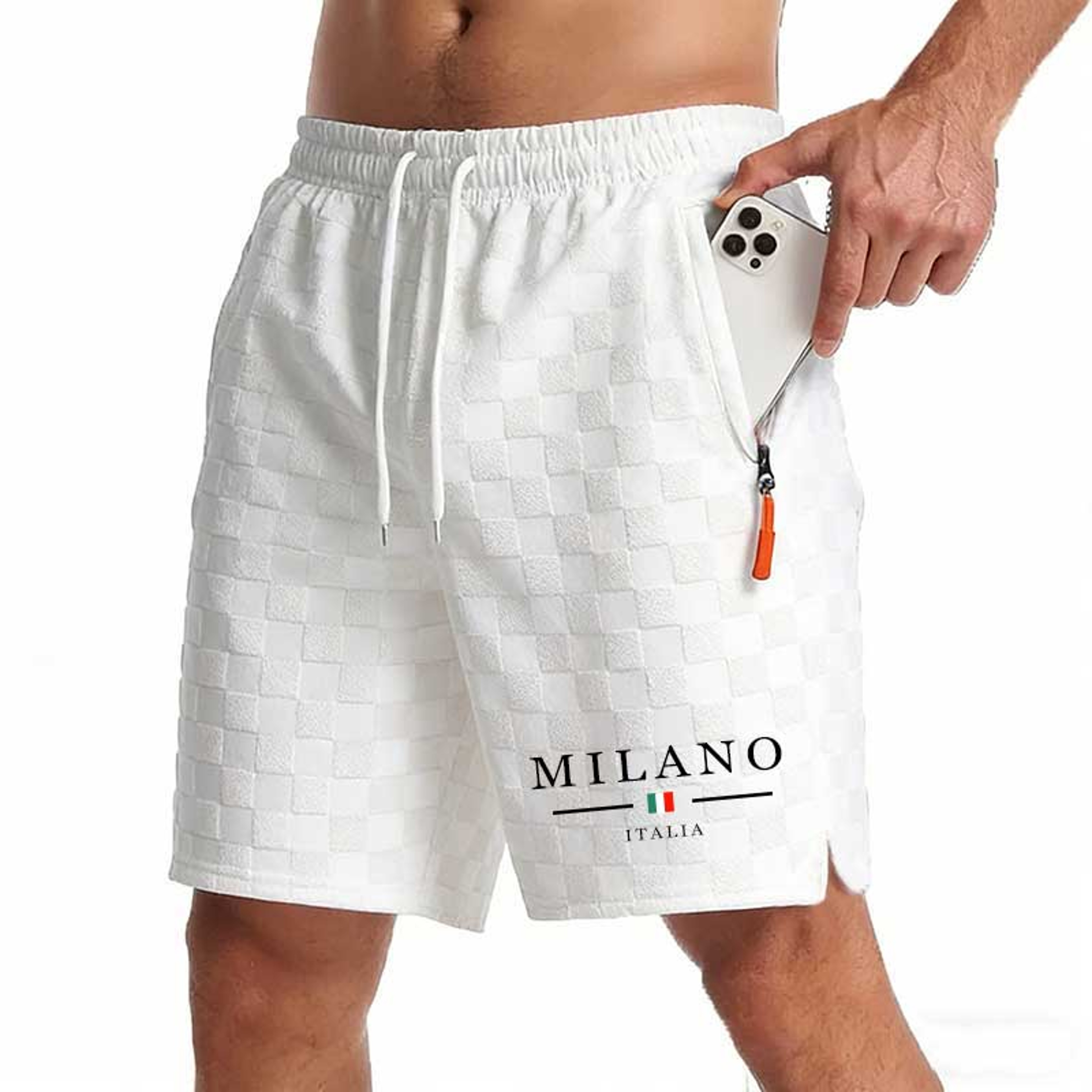 Mens Zipper Pocket Shorts Lightweight Athletic Casual Beach Shorts 1