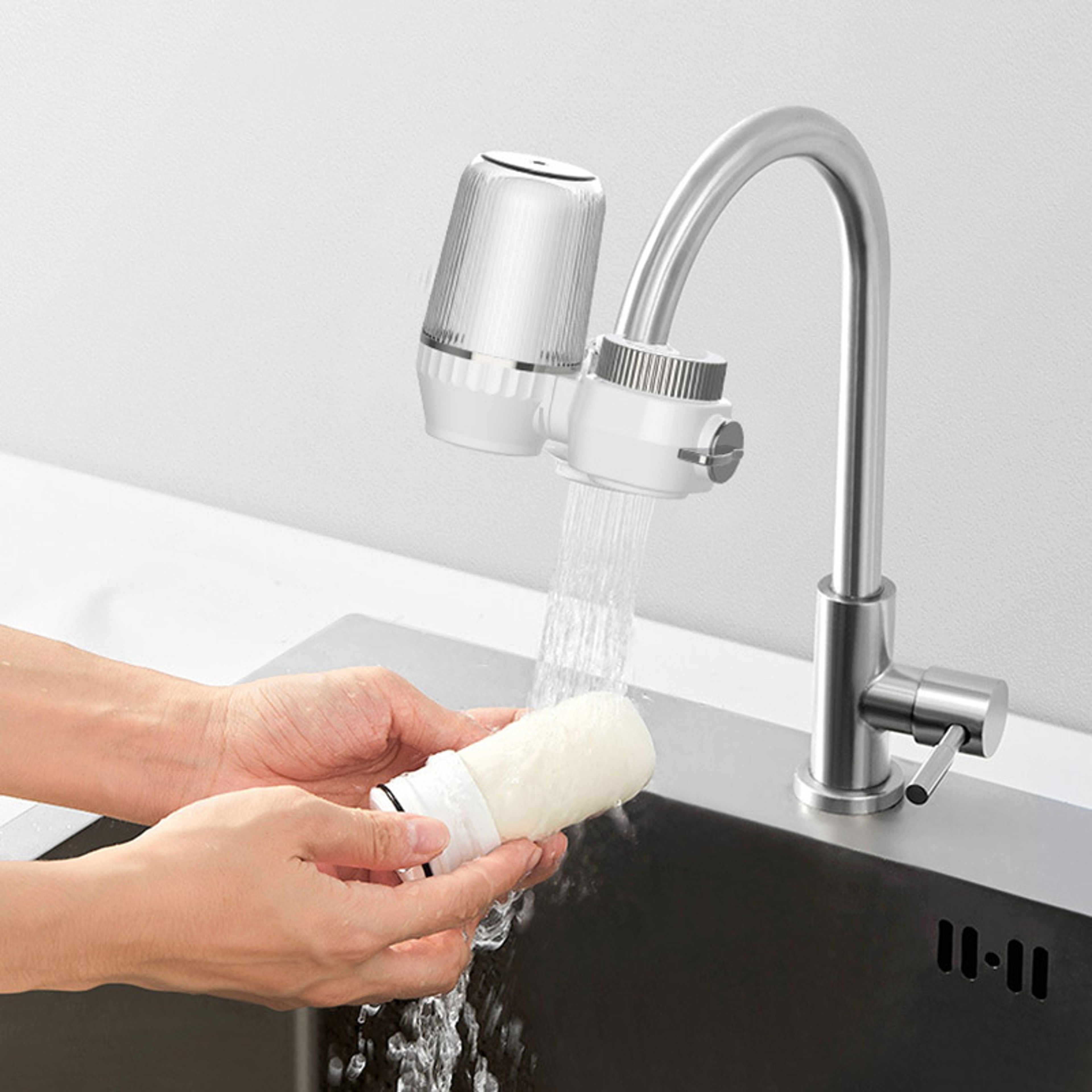 Pure Flow Faucet Water Filter With Ceramic  Activated Carbon Tap Water Purifier 3