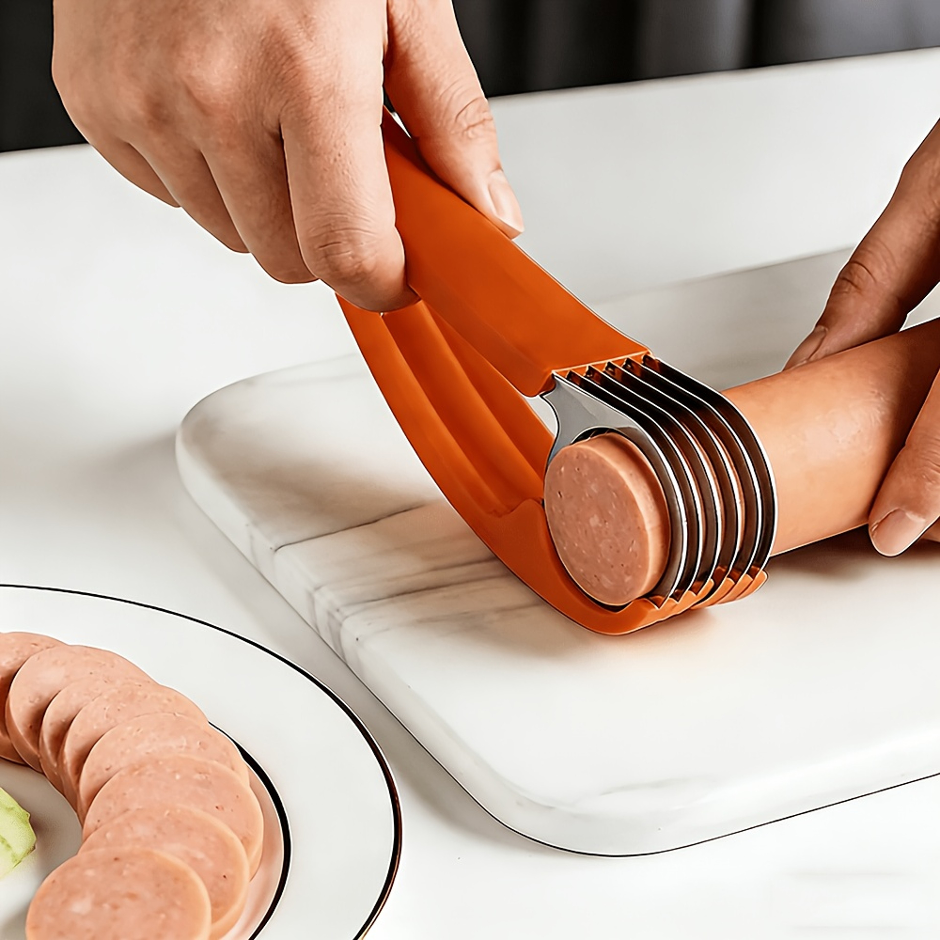 Quick Slice Banana Slicer Stainless Steel Fruit Slicer Kitchen Fruit Cutter 4