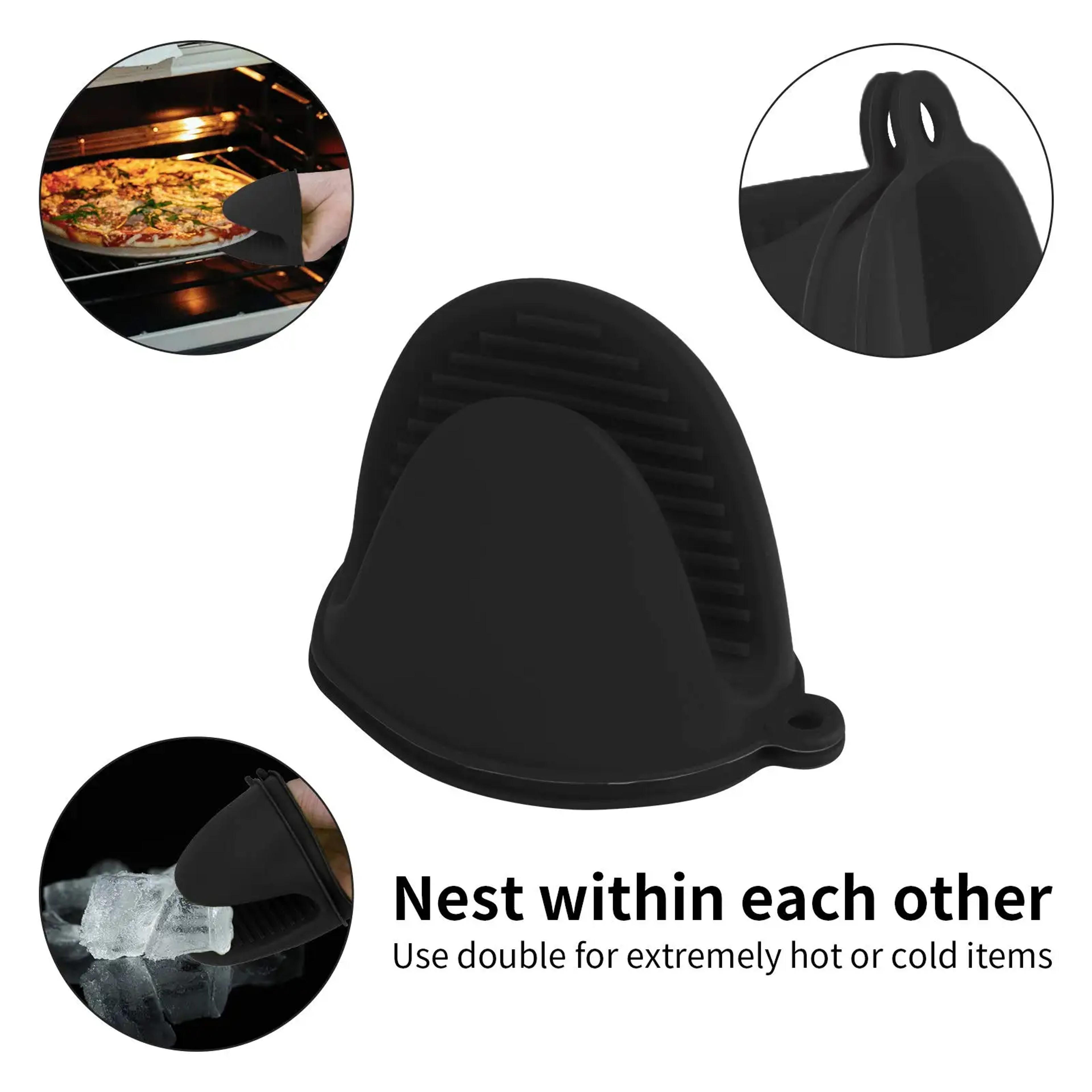Silicone Oven Mitts Heat Resistant Mini Pinch Grip Pot Holder Clips For Cooking  Baking 2