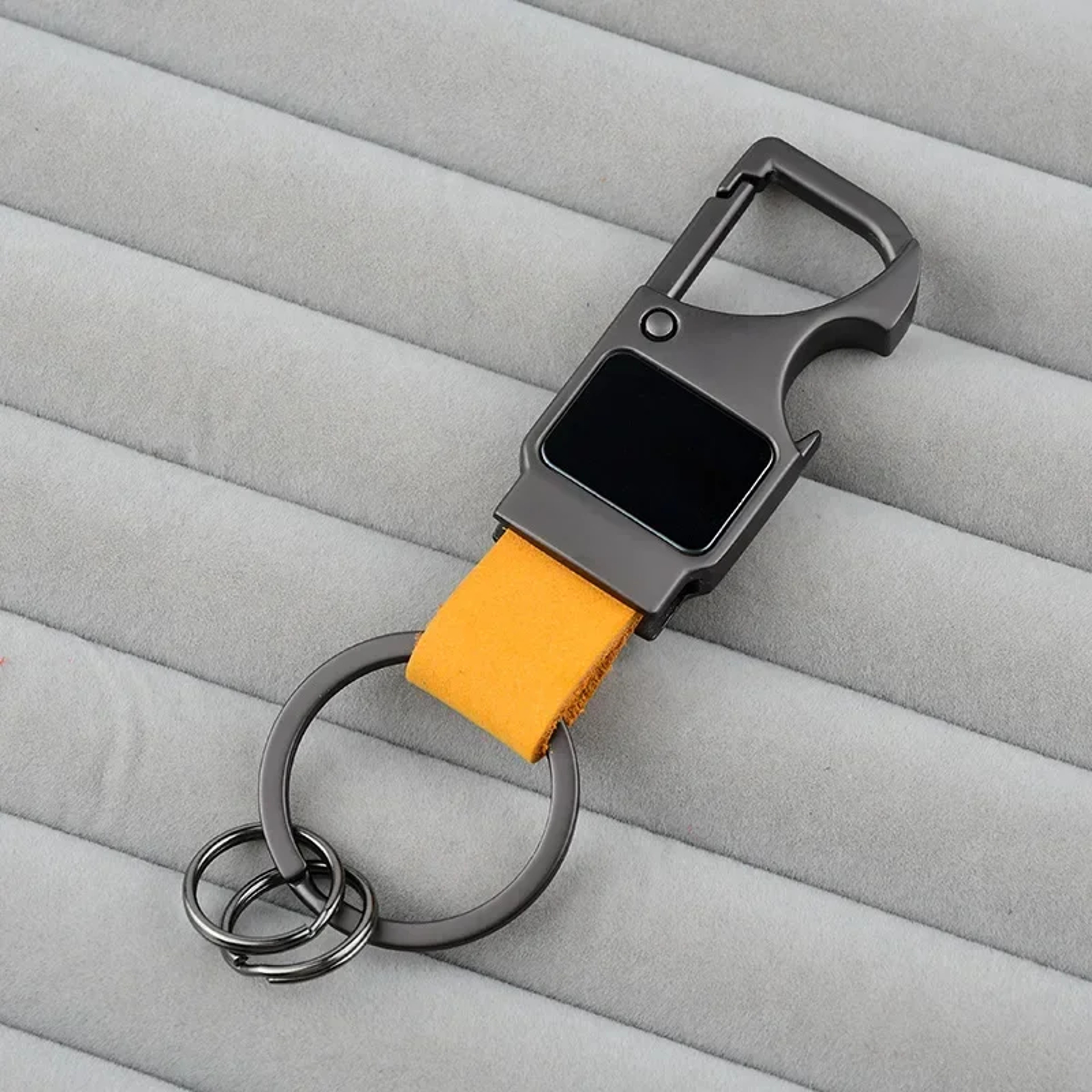 Personalized Bottle Opener Keychain Genuine Leather Custom Engraved Metal Keyring 5