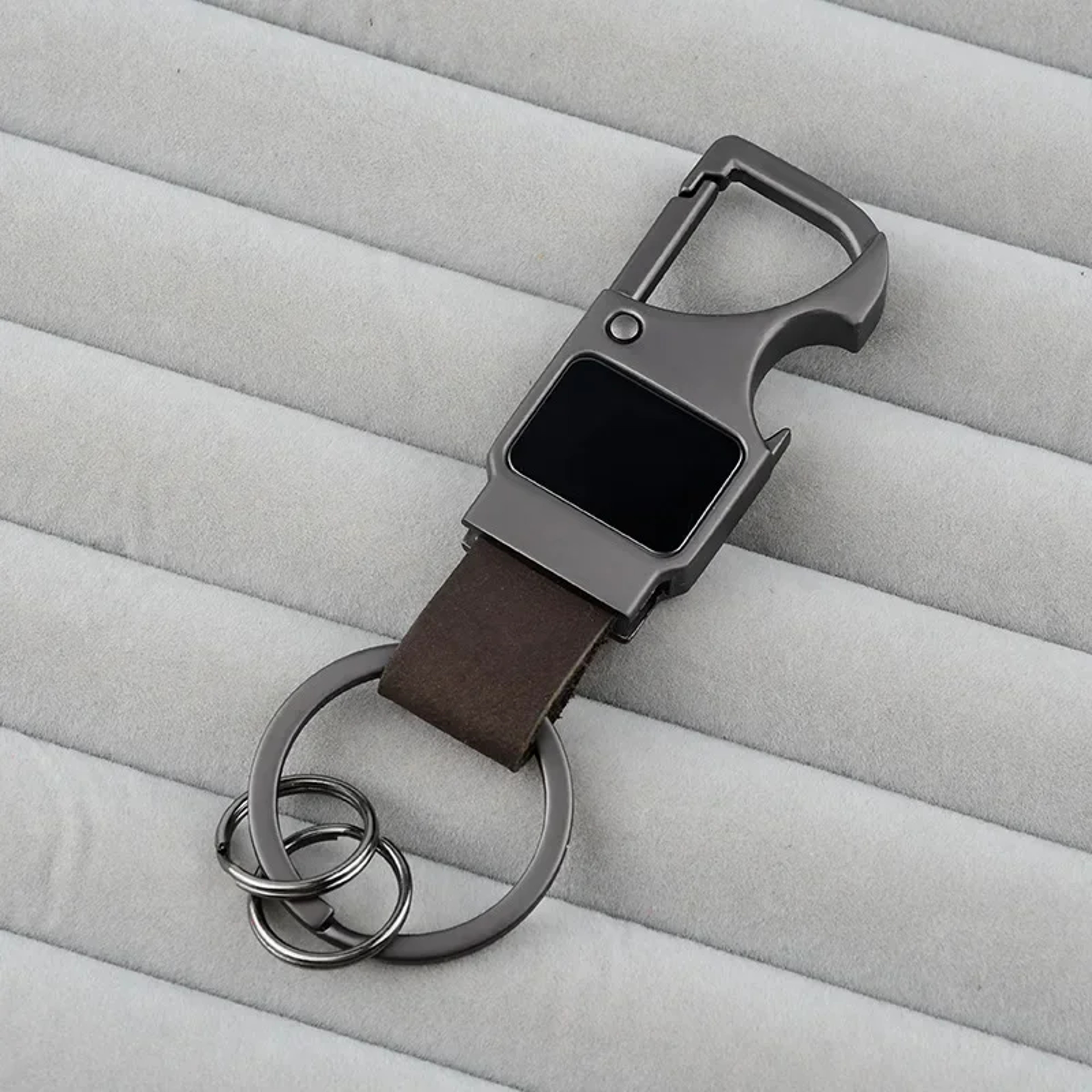 Personalized Bottle Opener Keychain Genuine Leather Custom Engraved Metal Keyring 7