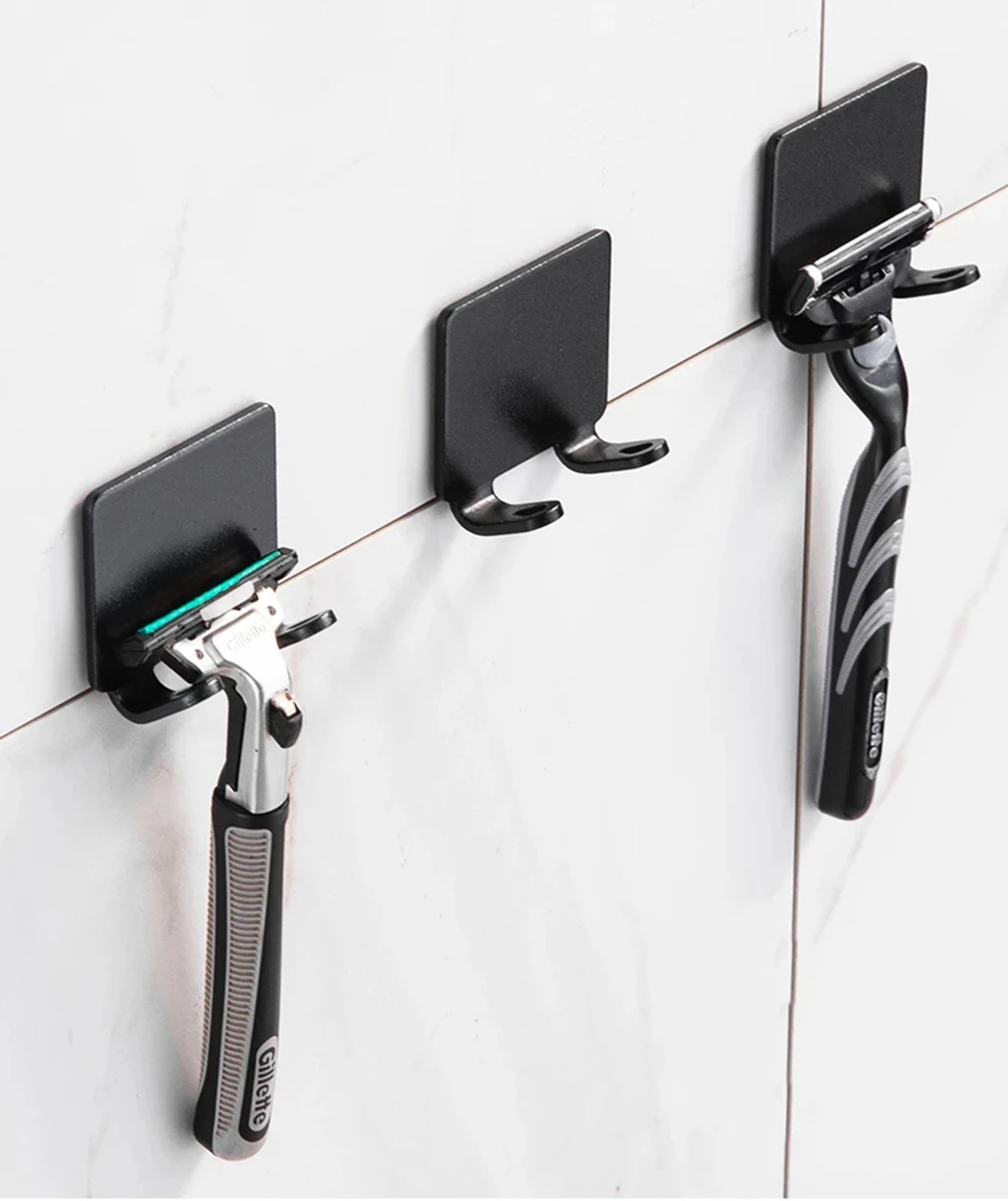 Stainless Steel Wall Mount Razor Holder Adhesive Bathroom Razor Organizer 2