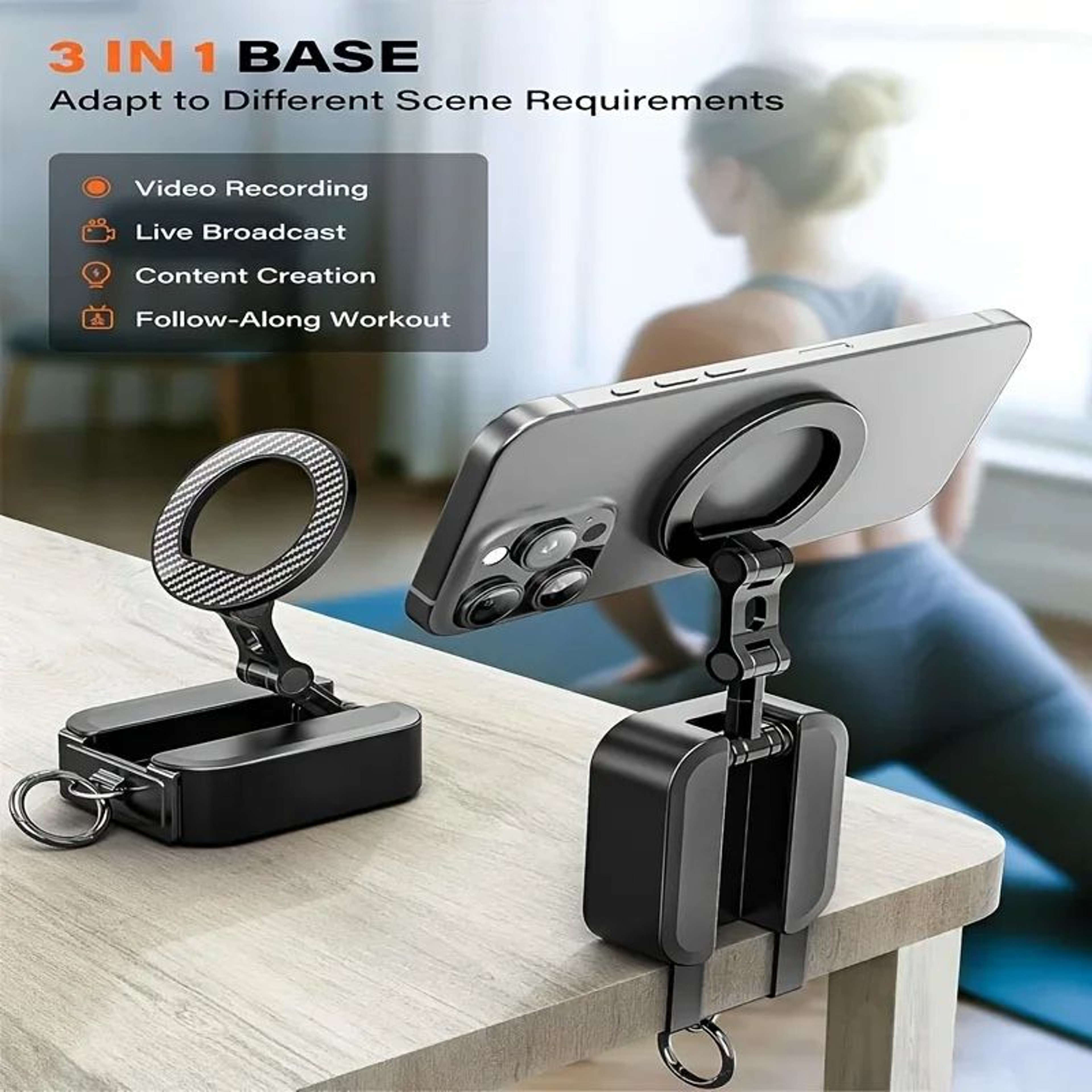 Magnetic Phone Holder With Universal Tray Table Clamp For Travel  Hands Free Viewing 4